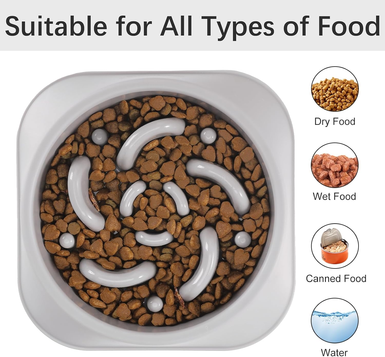 Thumbnail 5 de Mateeylife Slow Feeder Hundenapf (2 Stück) Anti Schling für mittelgroße und große Hunde – Grau/Schwarz