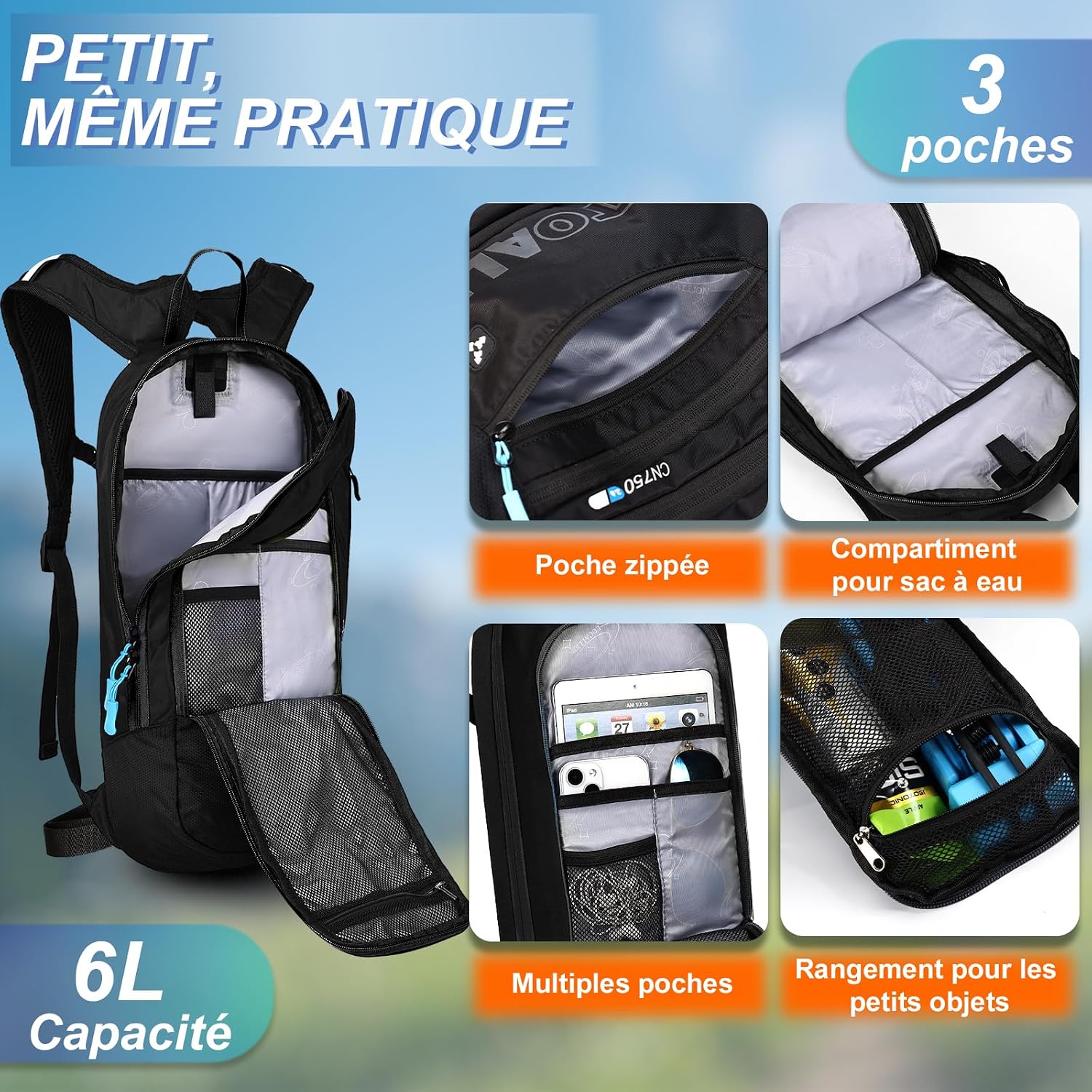 Thumbnail 4 de LOCAL LION Sac à Dos Vélo 6L avec compartiments réfléchissants (22 x 8 x 45 cm, 420 g)