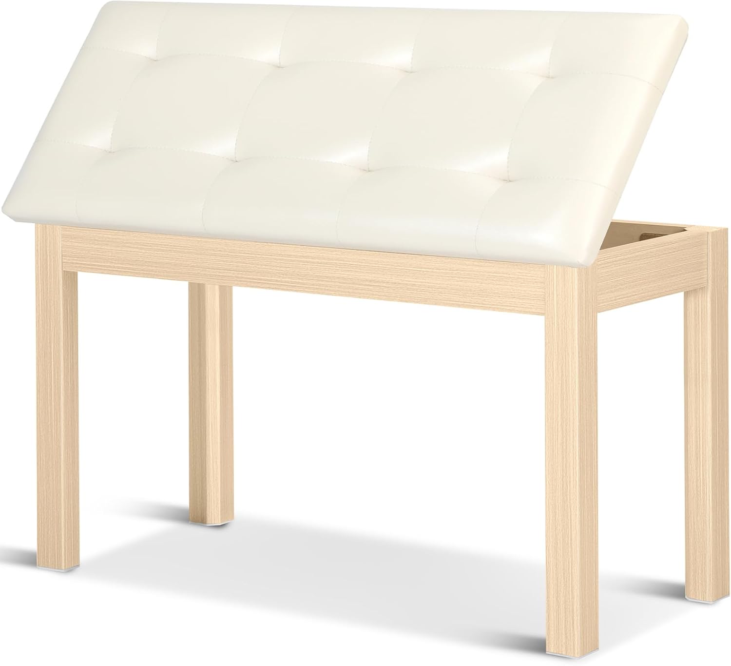 Detalle de Vediya VES95 Duet Piano Bench with Storage, Tufted Apricot Seat