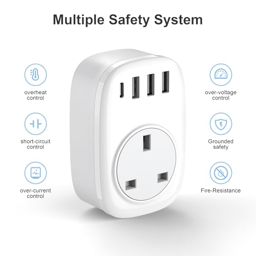 Thumbnail 6 de Tusreda UK to EU Plug Adaptor (Type E/F) with USB-C and USB-A Ports