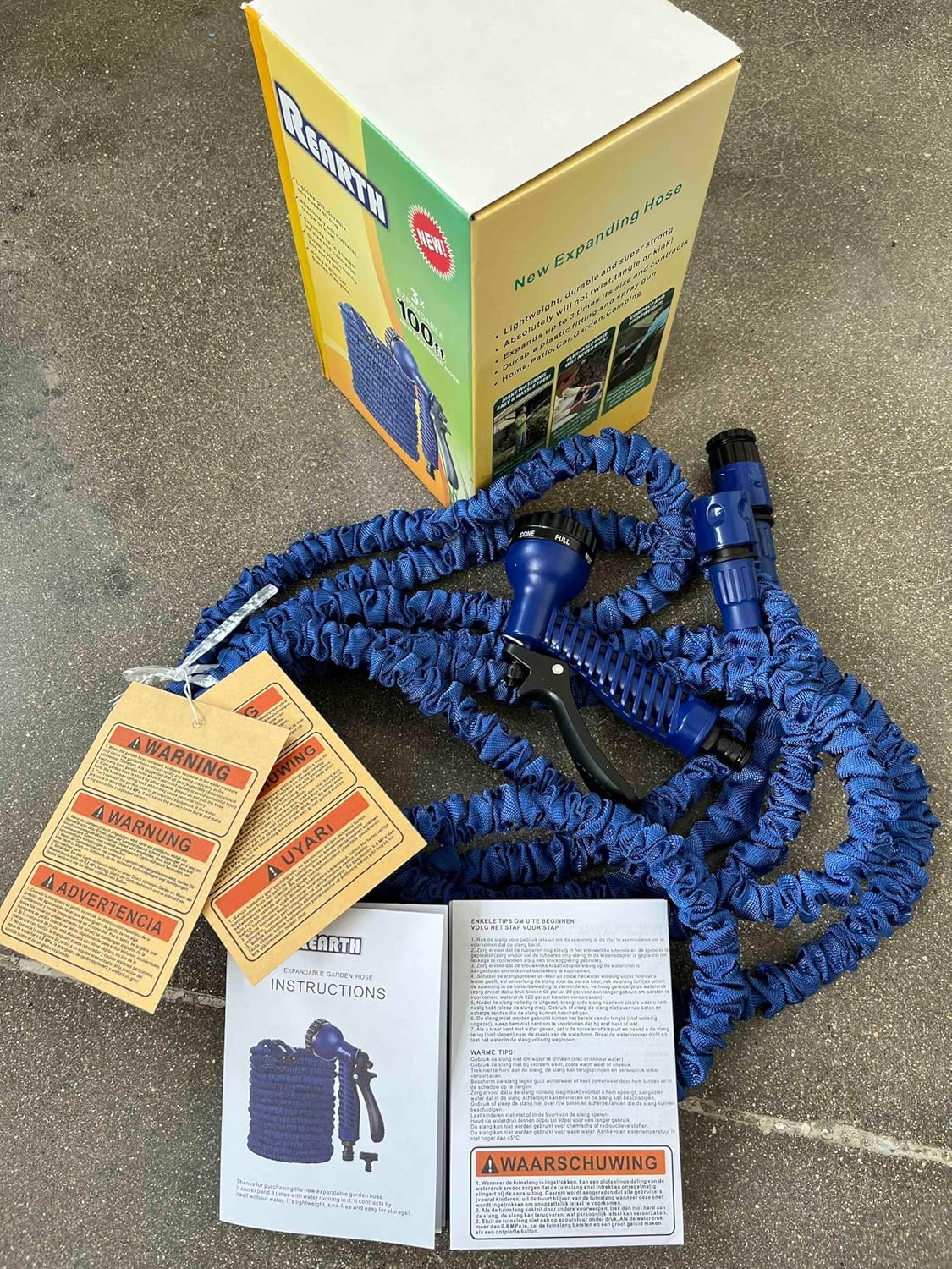 Thumbnail 2 de Jackeyhouse Heavy Duty Magic Stretch Flexible Expandable Garden Hose Pipe with 8-Pattern Zinc Alloy Nozzle (100ft/150ft/200ft)