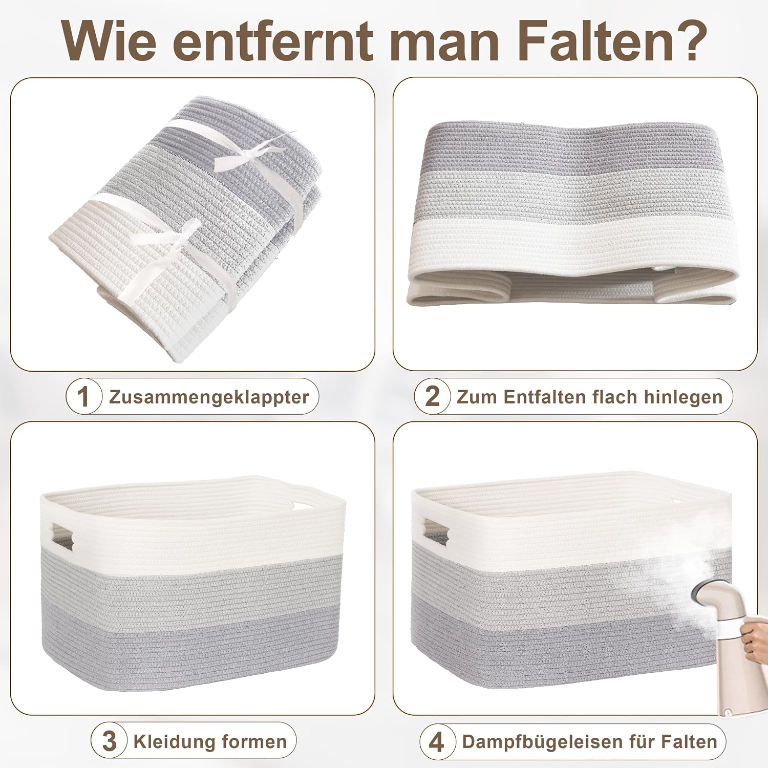 Detalle 2 de 72L Aufbewahrungskorb aus Baumwollseil