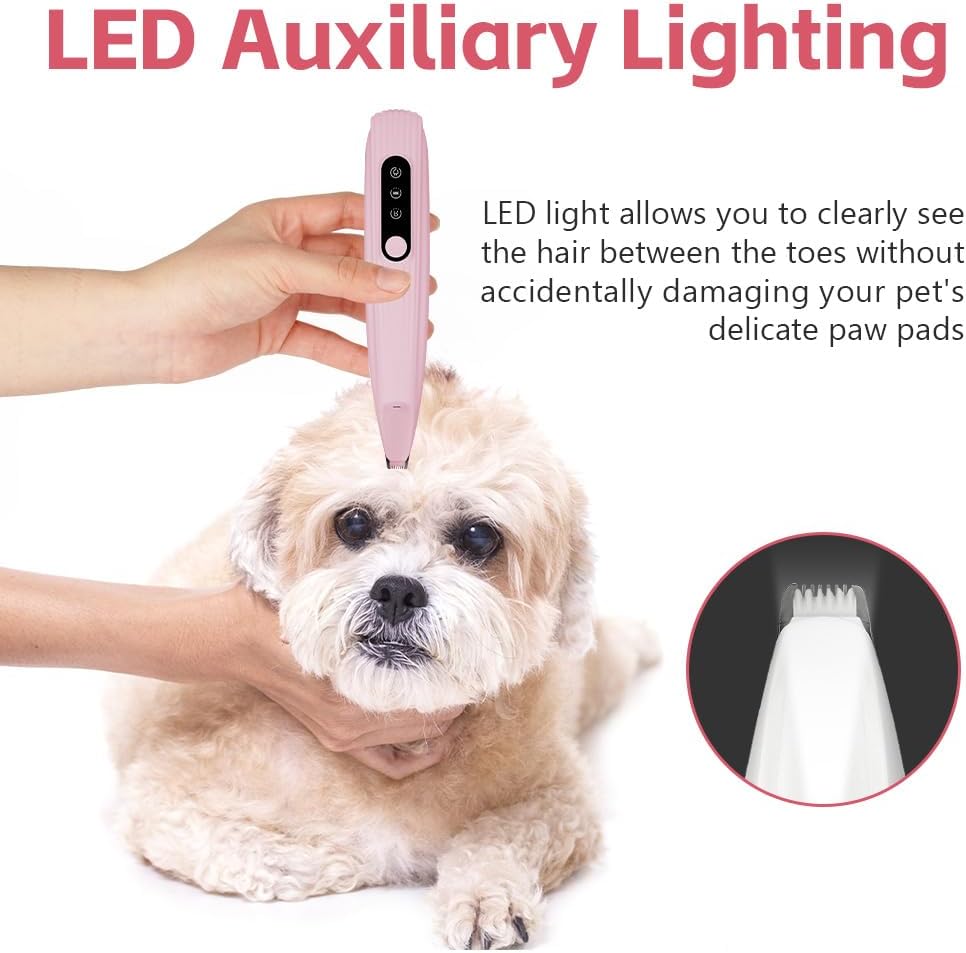 Detalle de OFFCUP Dog Paw Trimmer: Quiet, LED-lit Precision for Small Areas