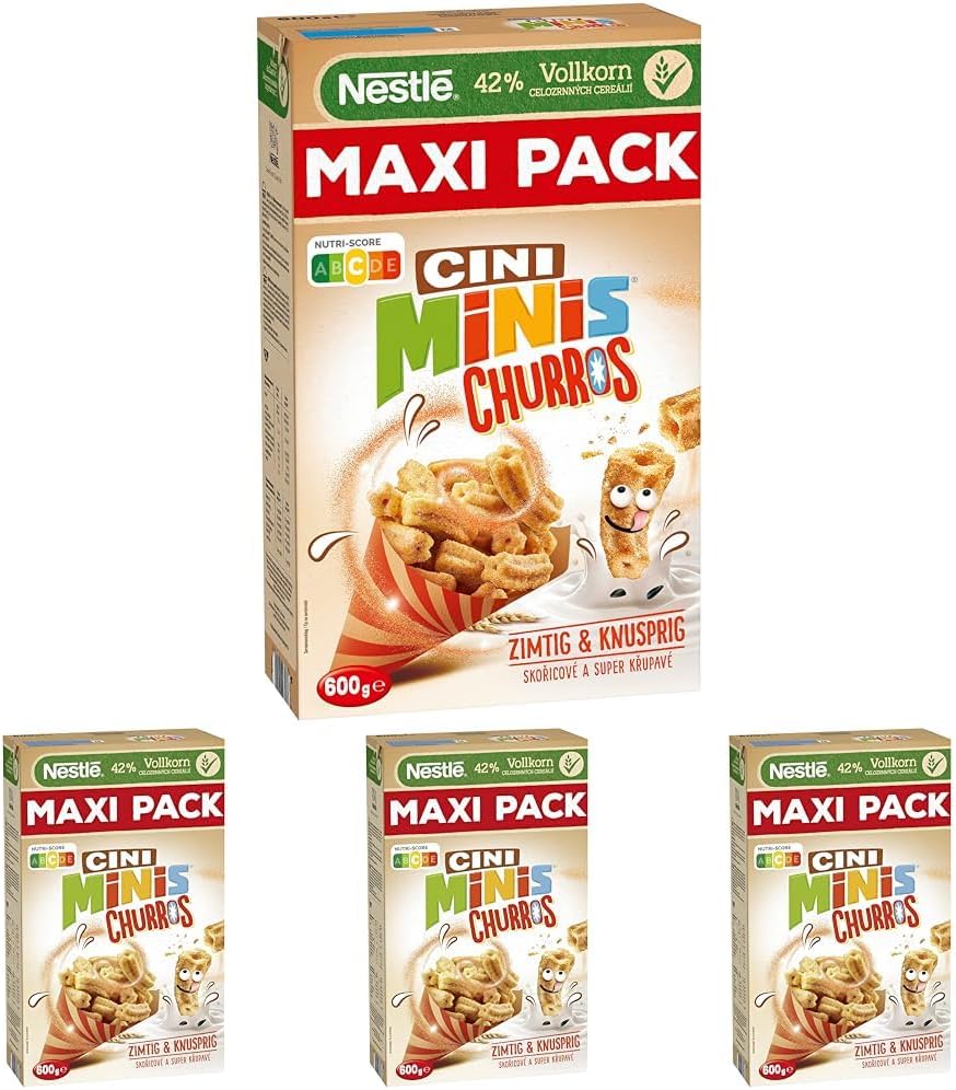 Detalle de Nestlé CINI MINIS Churros Frühstücks-Cerealien 2er Pack – 360 g × 2 mit 42% Vollkornanteil