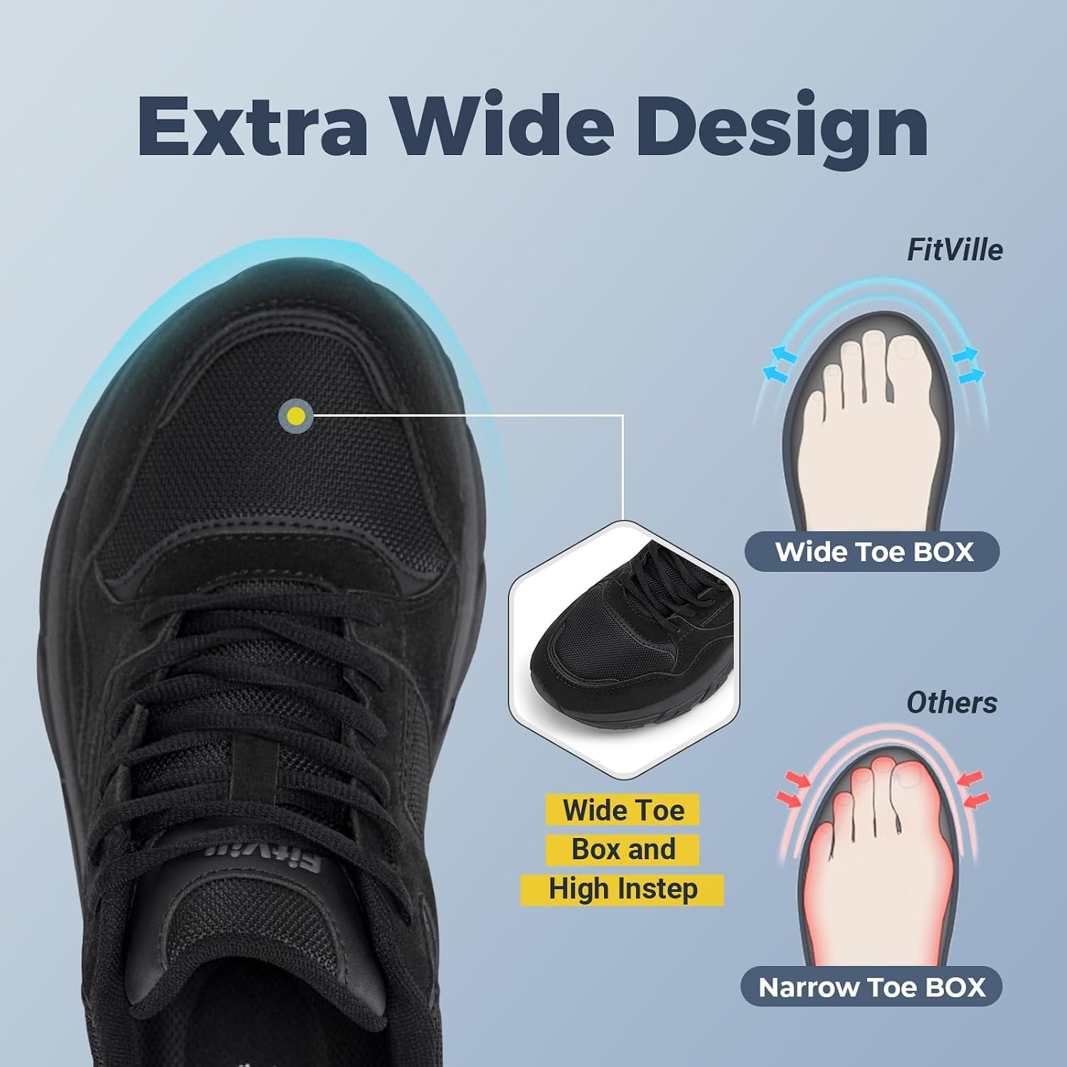 Detalle de FitVille Laufschuhe Herren Extra Weit