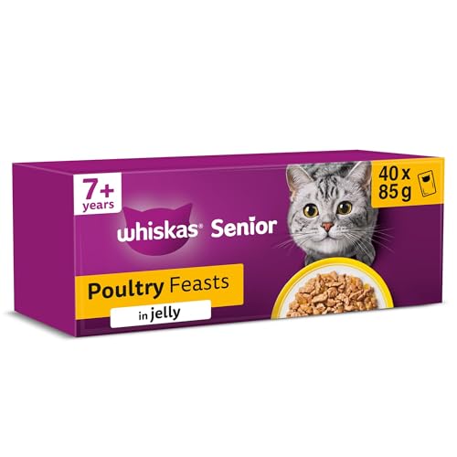 Detalle de Whiskas Senior 7+ Wet Cat Food in Jelly – Poultry Feasts (40 x 85g)