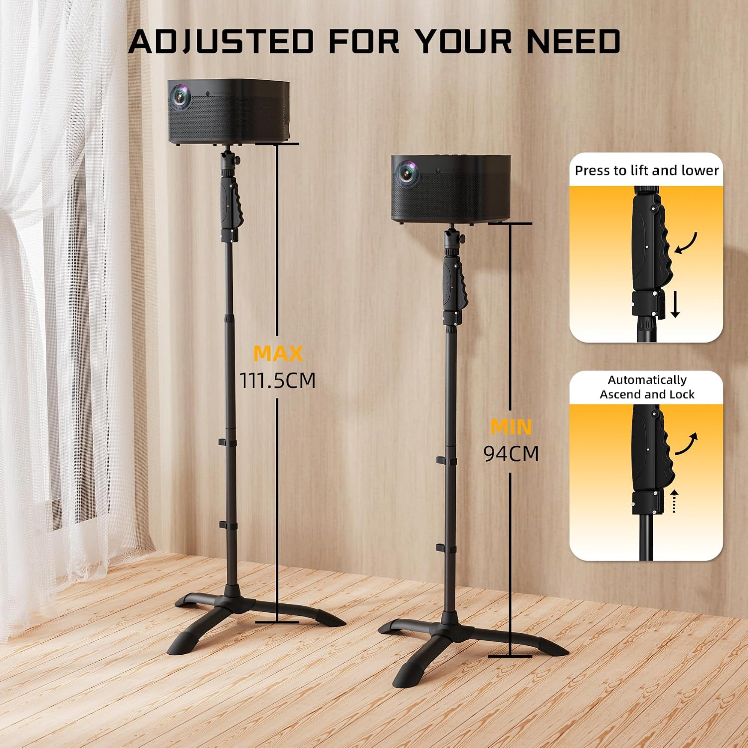 Detalle 2 de ETHU Projector Floor Stand with One-Hand Height Adjustment