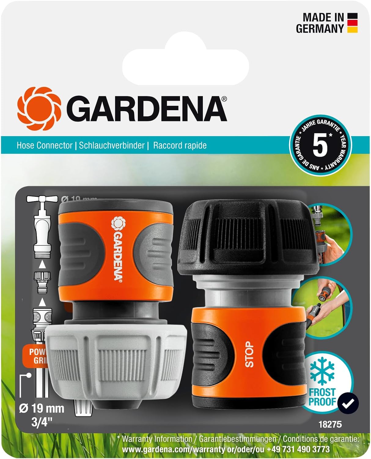 Detalle de Gardena Schlauchverbinder-Satz 19 mm (3/4 Zoll) – zuverlässige Verbindung fürs Gartensystem
