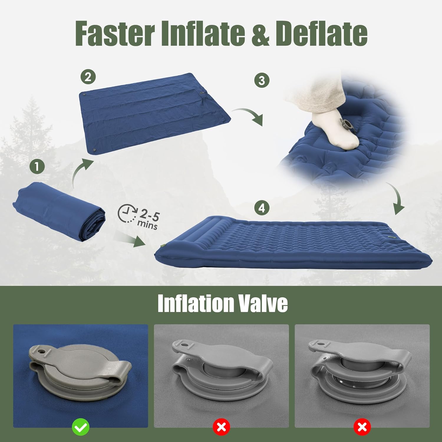 Thumbnail 4 de ROPODA Double Inflatable Camping Mattress: Ultralight 2-Person Sleeping Pad with Built-in Pillow