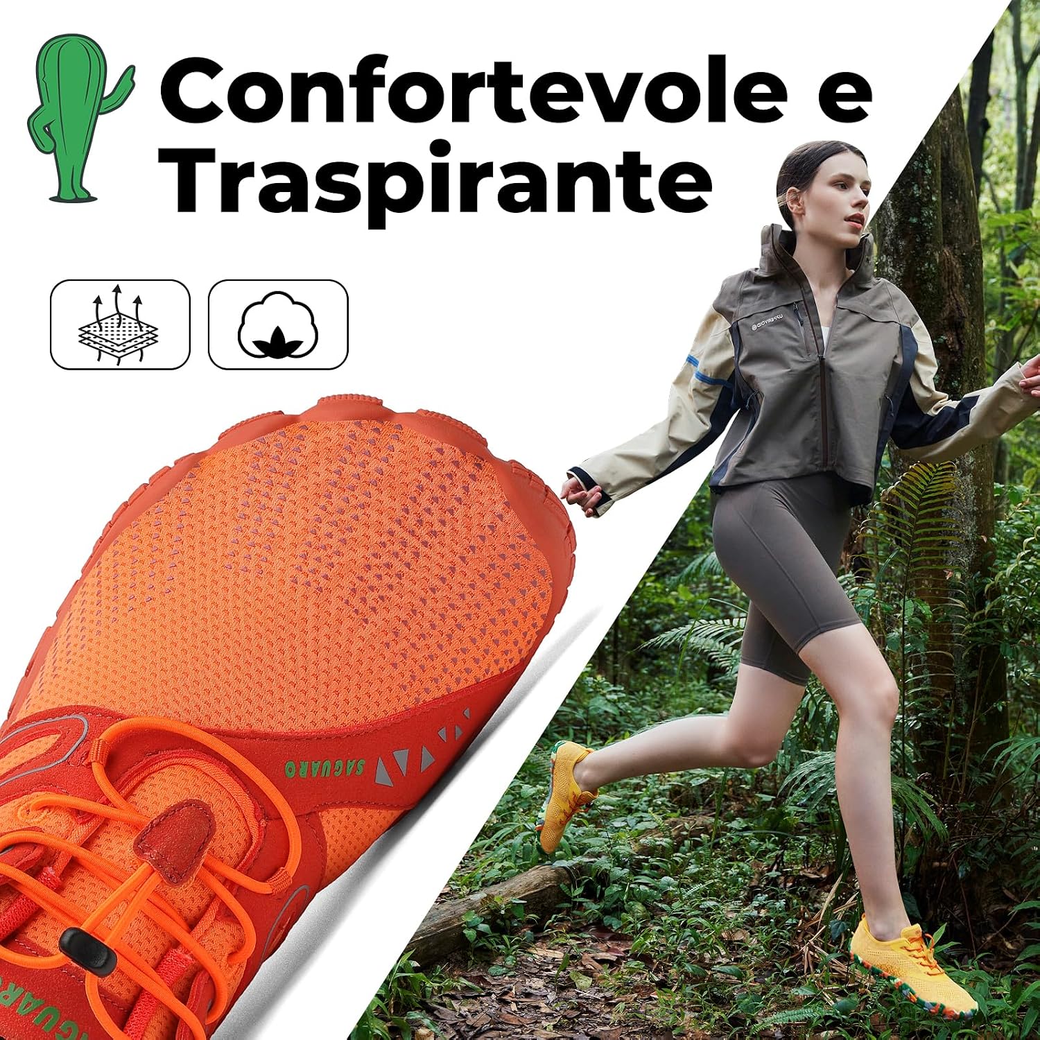 Detalle de SAGUARO Scarpe Barefoot Minimaliste da Trail Running a 5 Dita (Gr. 36-48)