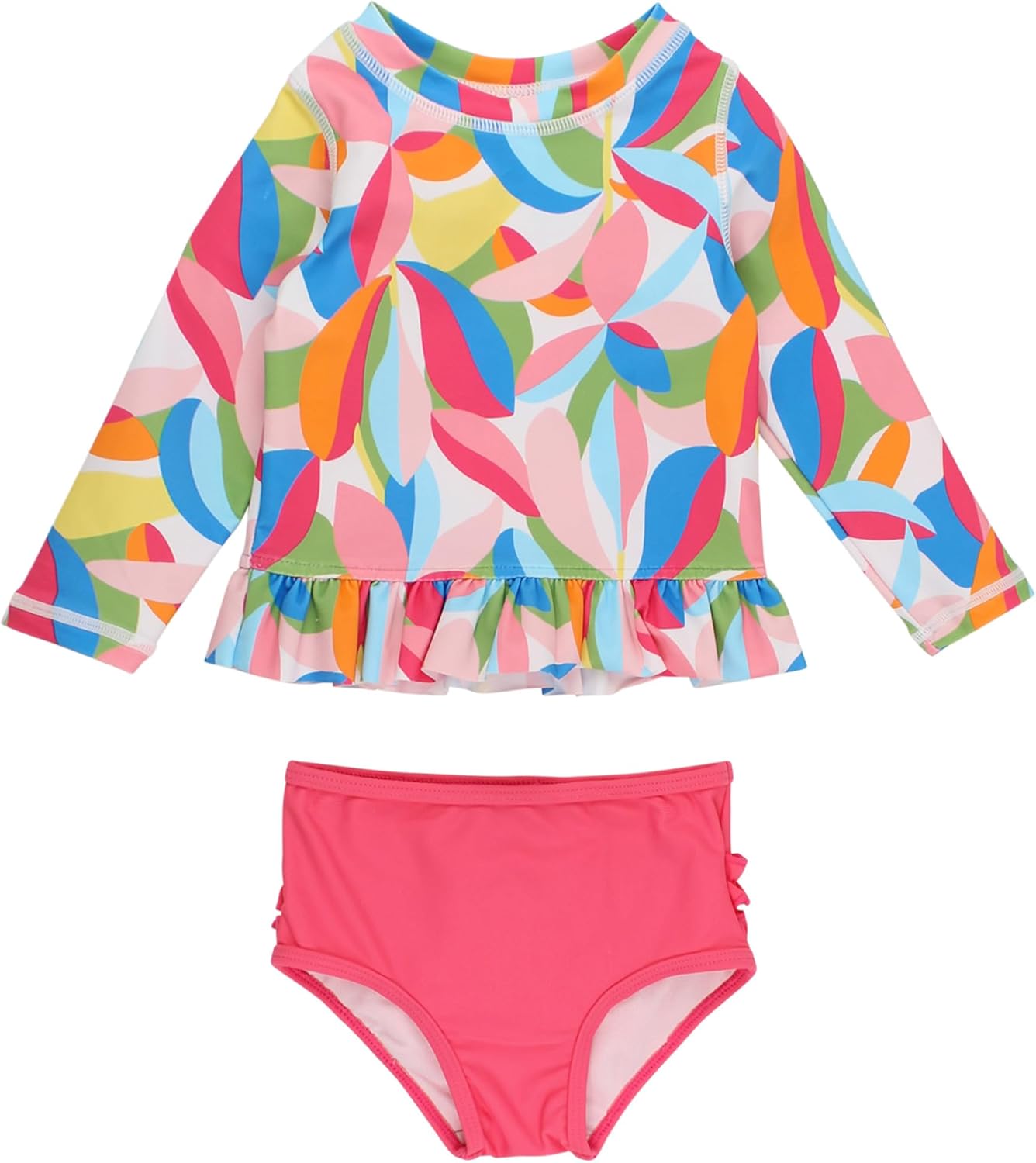 Detalle de RuffleButts Baby/Toddler Girls Long Sleeve UPF50+ Rash Guard Bikini Swimsuit