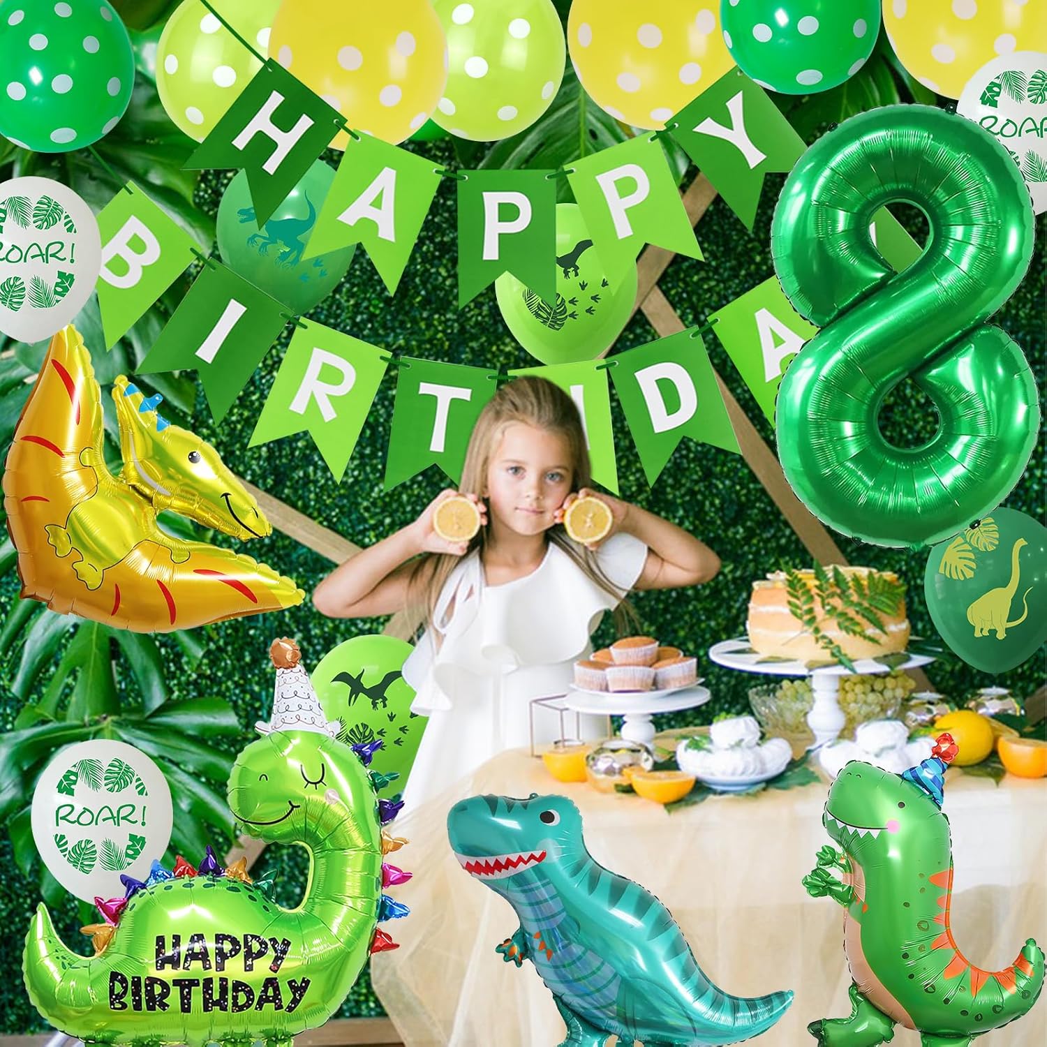 Detalle de Dinosaur Happy Birthday Party Balloons Set – Dinosaur Theme Decor for Boys and Girls