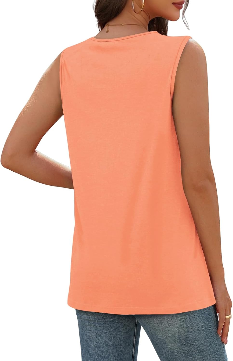 Detalle de Cuptacc Débardeur Femme Col en V Ample – Tank Top sans manches polyvalent