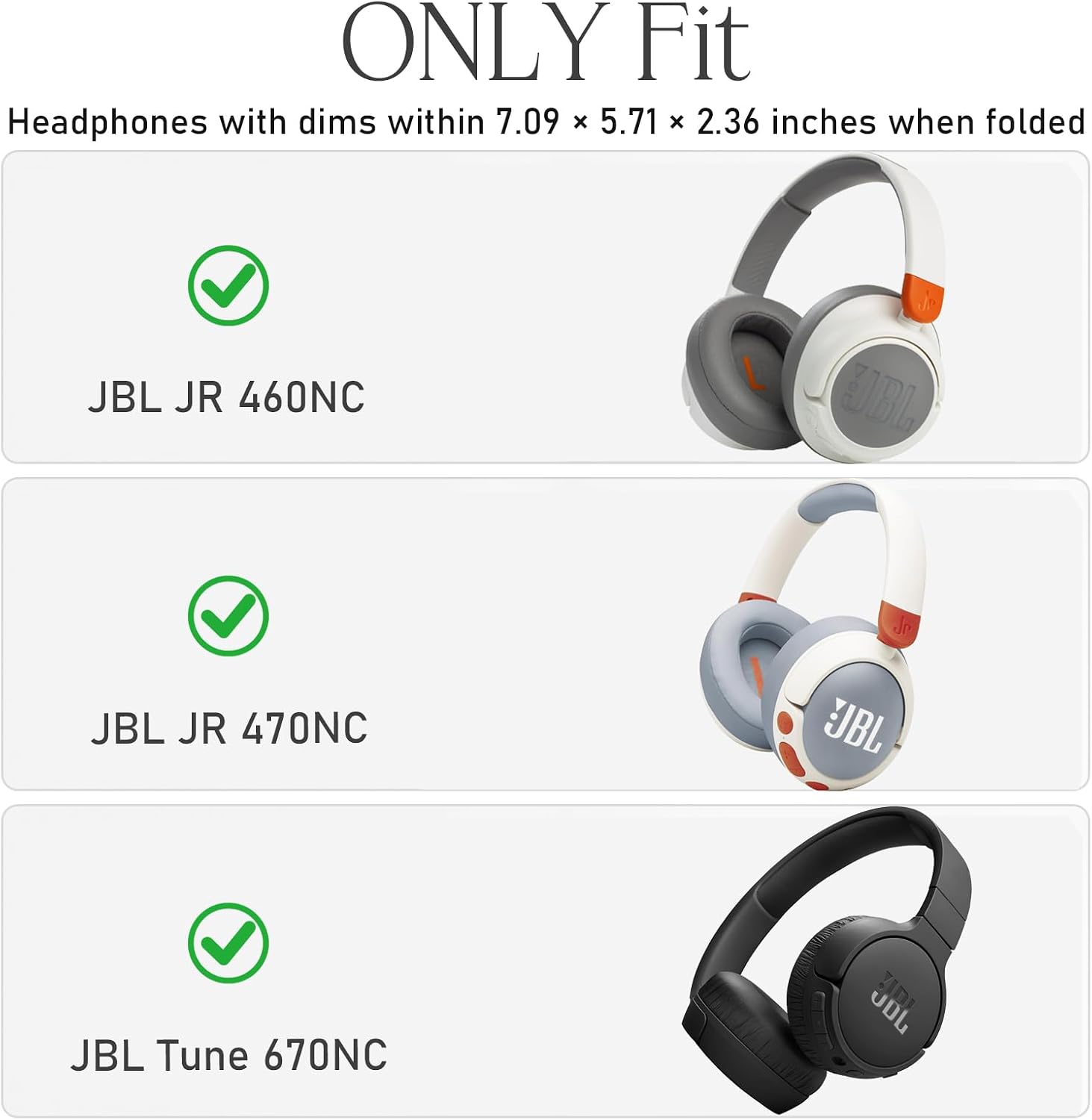 Detalle de worfty ヘッドホンケース JBL ジュニア 470NCほか対応 EVAハードシェル グレー×オレンジ