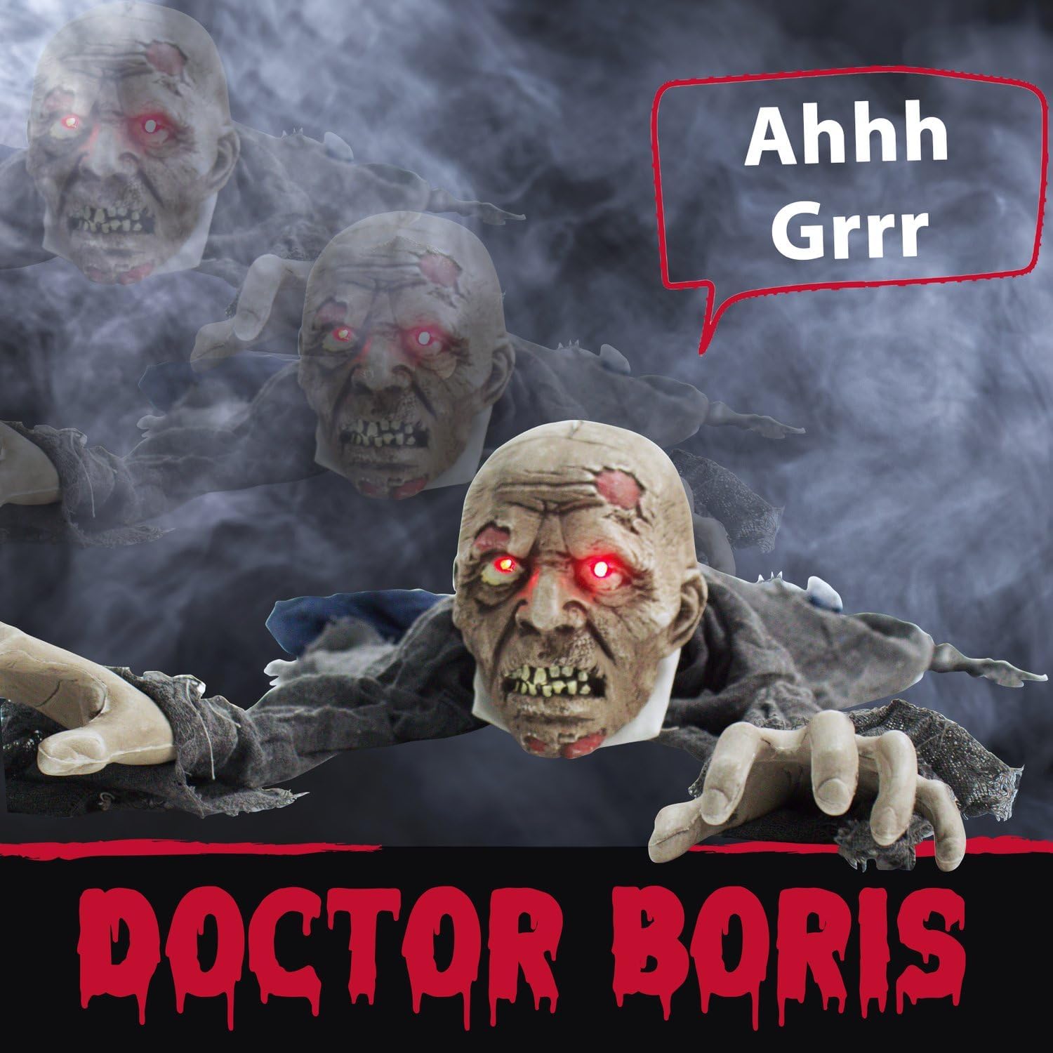 Detalle 2 de Haunted Hill Farm HHGBZOMB-2LSA 55" Crawling Zombie Animatronic with Lights and Sound