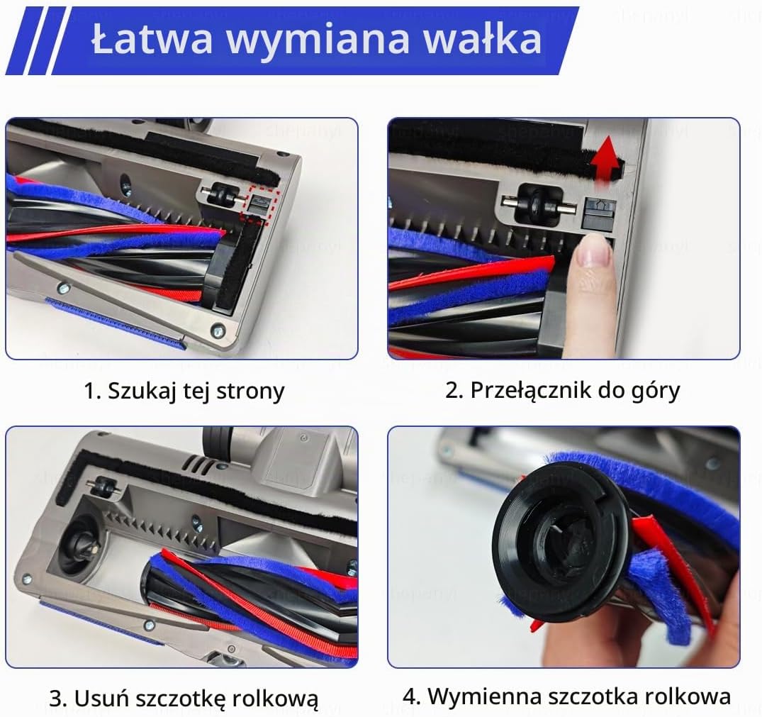 Detalle de shepanyi V7-V15 – szczotka podłogowa LED do Dyson, antystatyczna i bez plątania