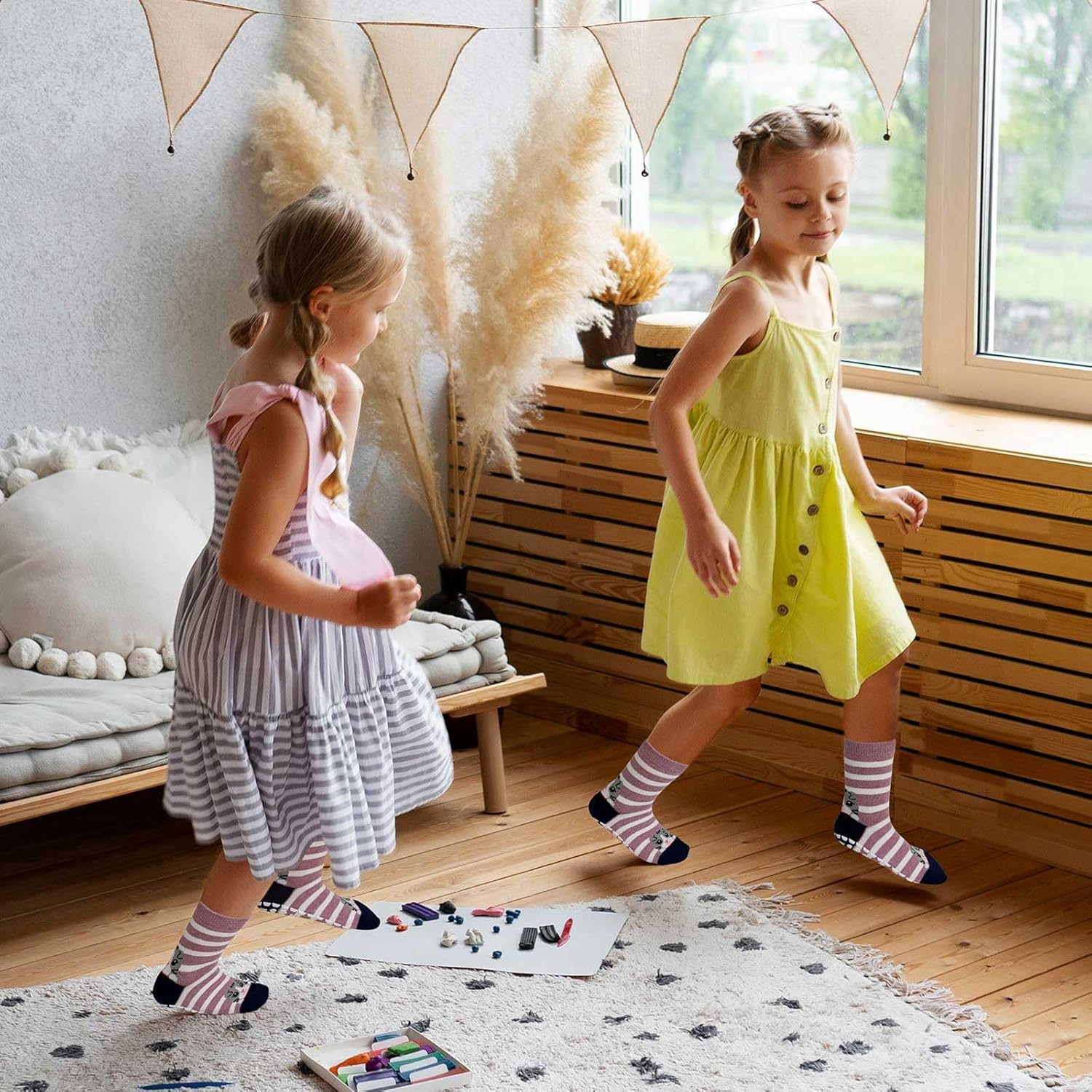 Thumbnail 2 de ZFSOCK Chaussettes Antidérapantes Enfant Filles 5 Paires