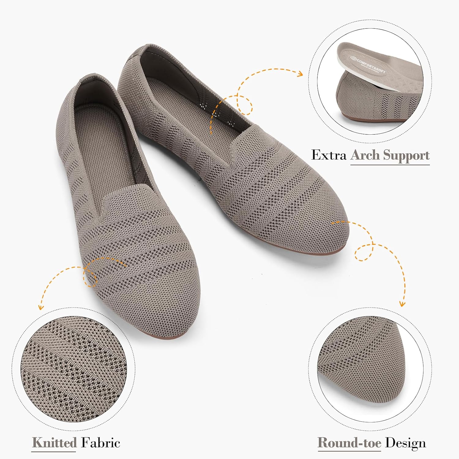 Thumbnail 3 de Puxowe Damen Ballerina Slip On Strick – Bequeme flache Schuhe für Alltag