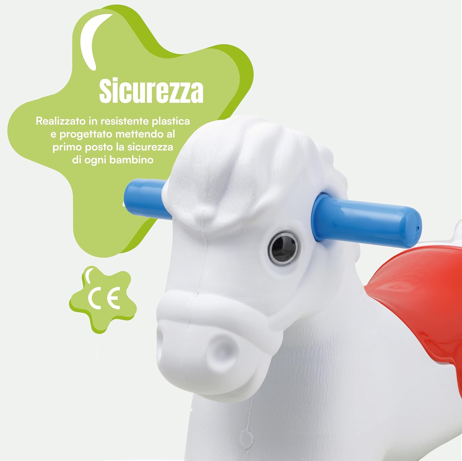Detalle de Baroni Toys Cavallo a Dondolo Cavalcabile 2 in 1 – Cavallino Bianco