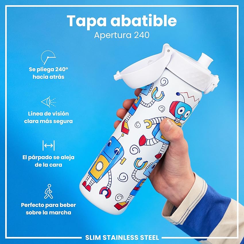 Detalle 2 de ion8 Botella Agua Inox 600 ml, ligera y a prueba de fugas 🚰