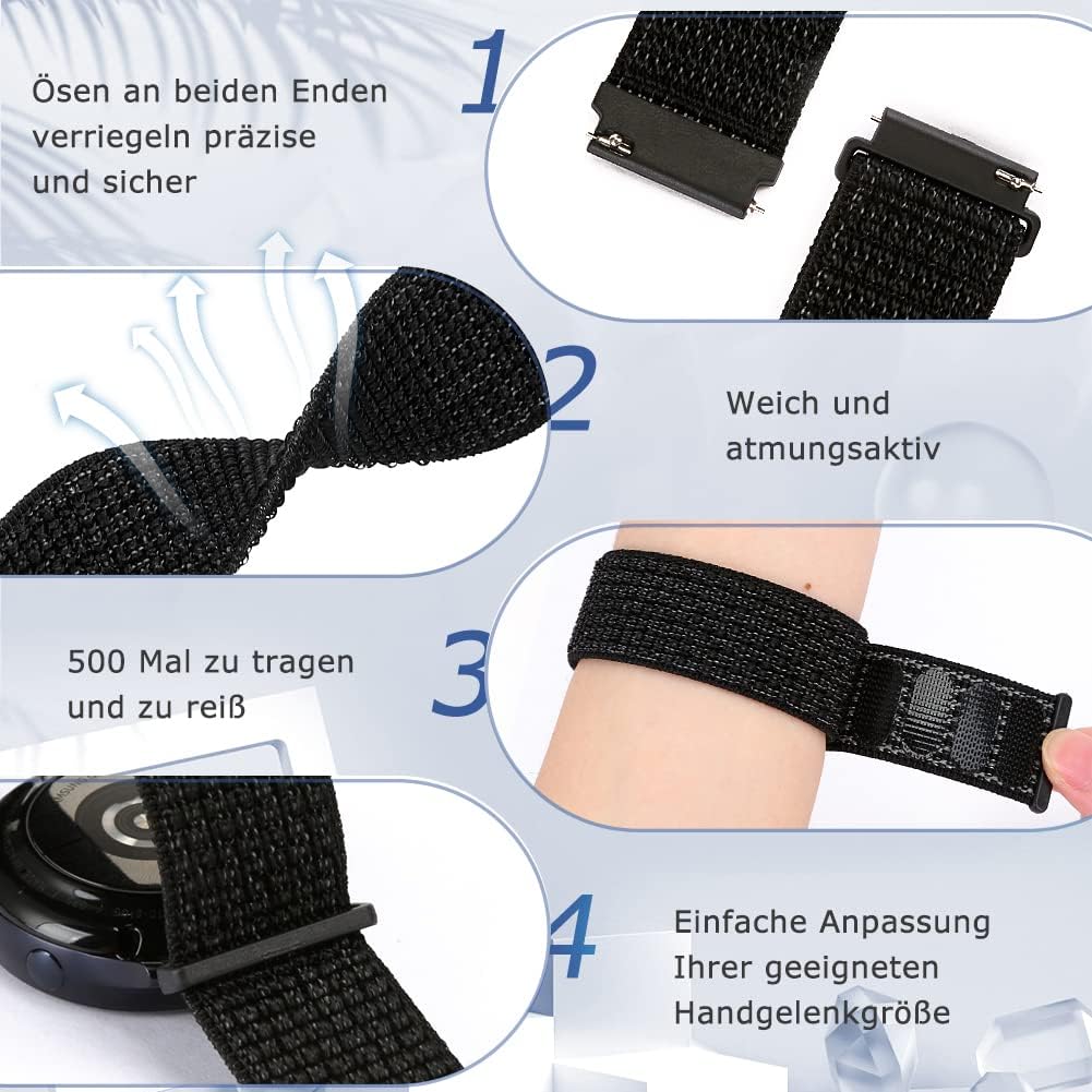 Thumbnail 4 de Runostrich Nylon Armband 18–24 mm: atmungsaktives Sportarmband mit Klettverschluss