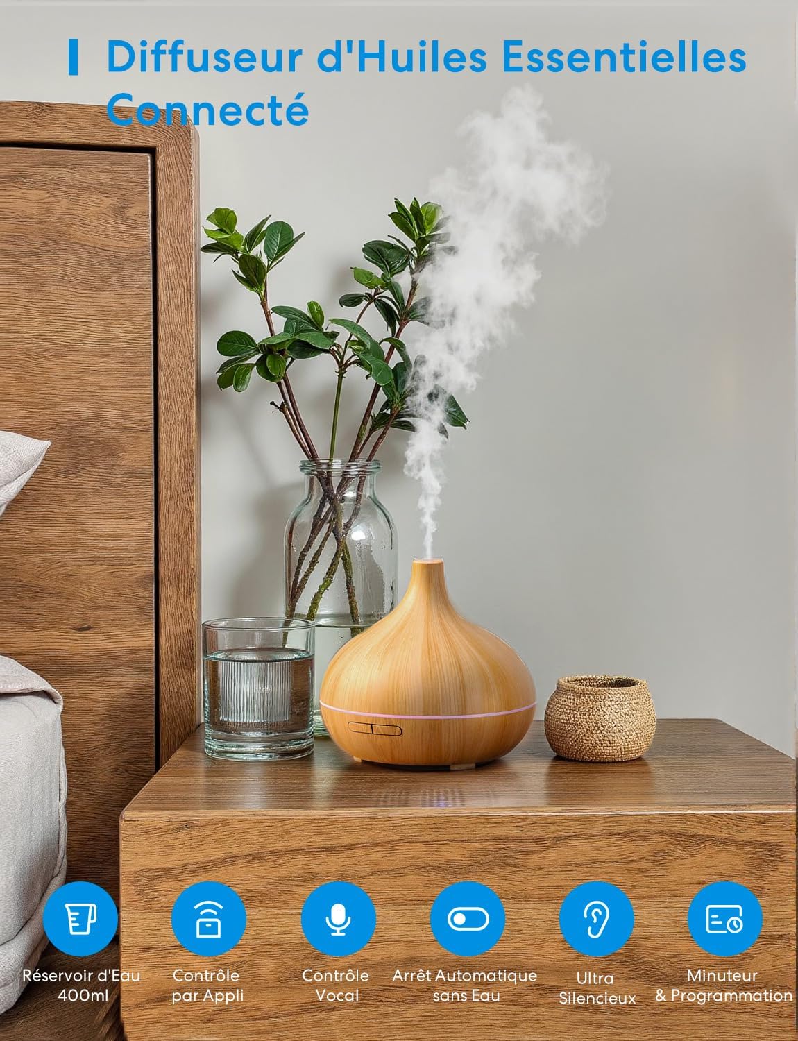 Detalle 2 de Meross Diffuseur d'Huiles Essentielles 400ml