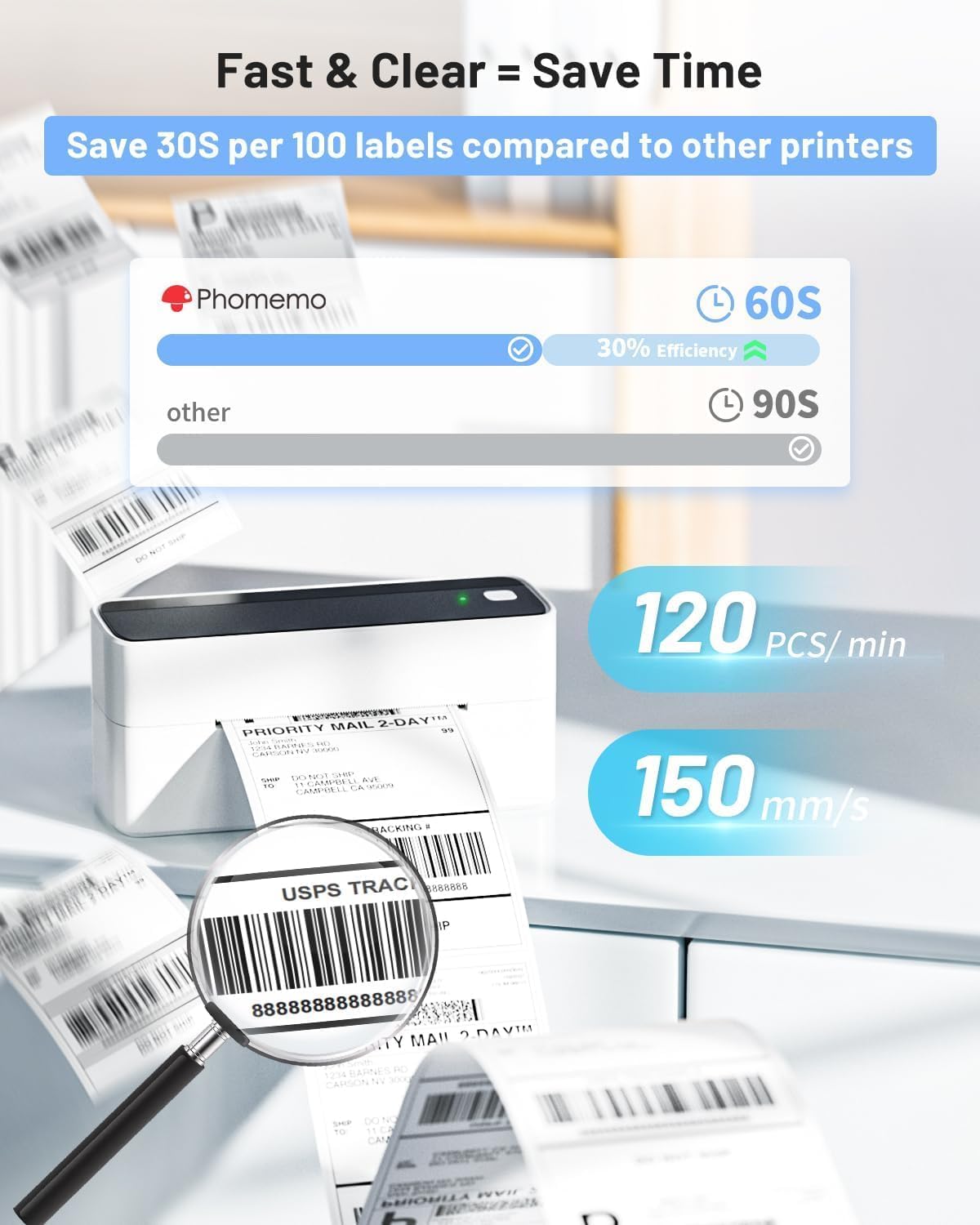 Detalle 2 de Phomemo PM241BT thermische labelprinter met Bluetooth en USB