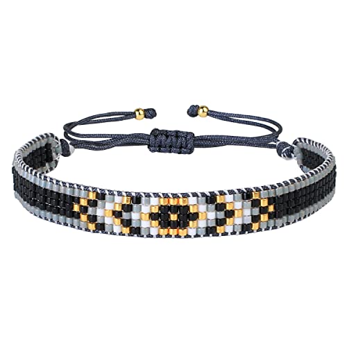 Detalle de KELITCH pulseras de cuentas de semillas con patrón envolvente para mujeres
