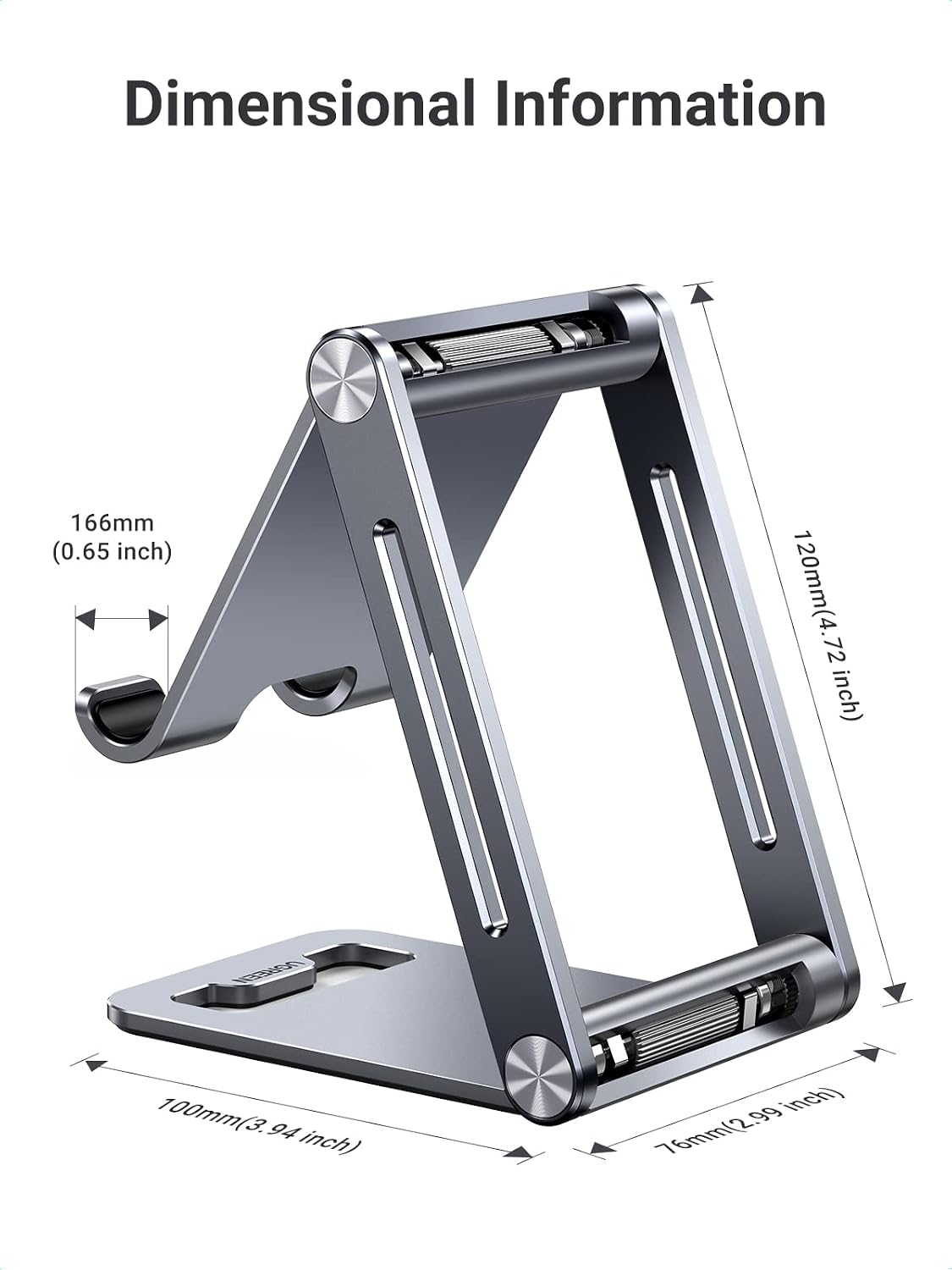 Thumbnail 2 de UGREEN opvouwbare aluminium telefoonhouder, verstelbaar en grijs