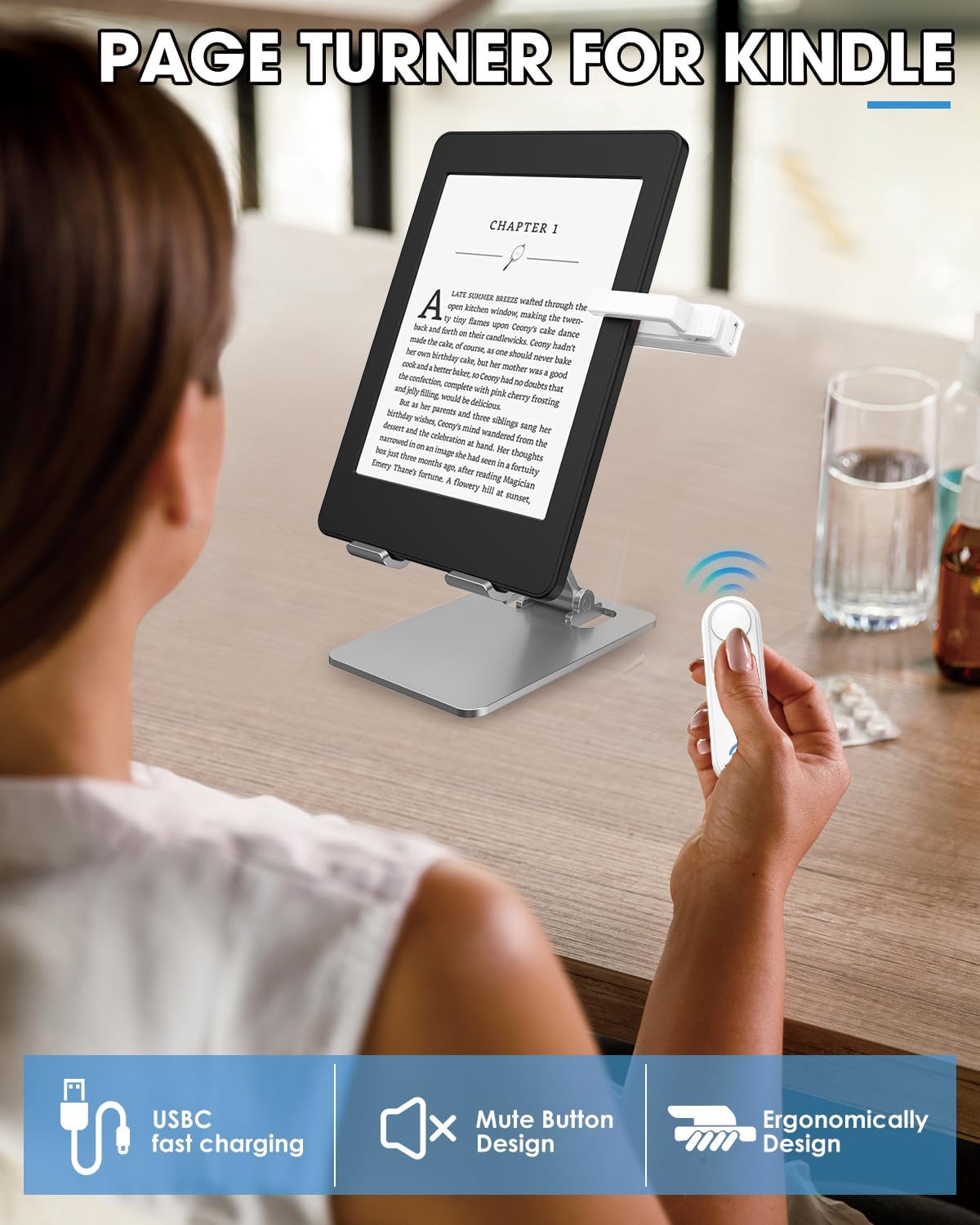 Thumbnail 1 de GEKVIVE RF Remote Control Page Turner (white) for Kindle Paperwhite, Scribe & more