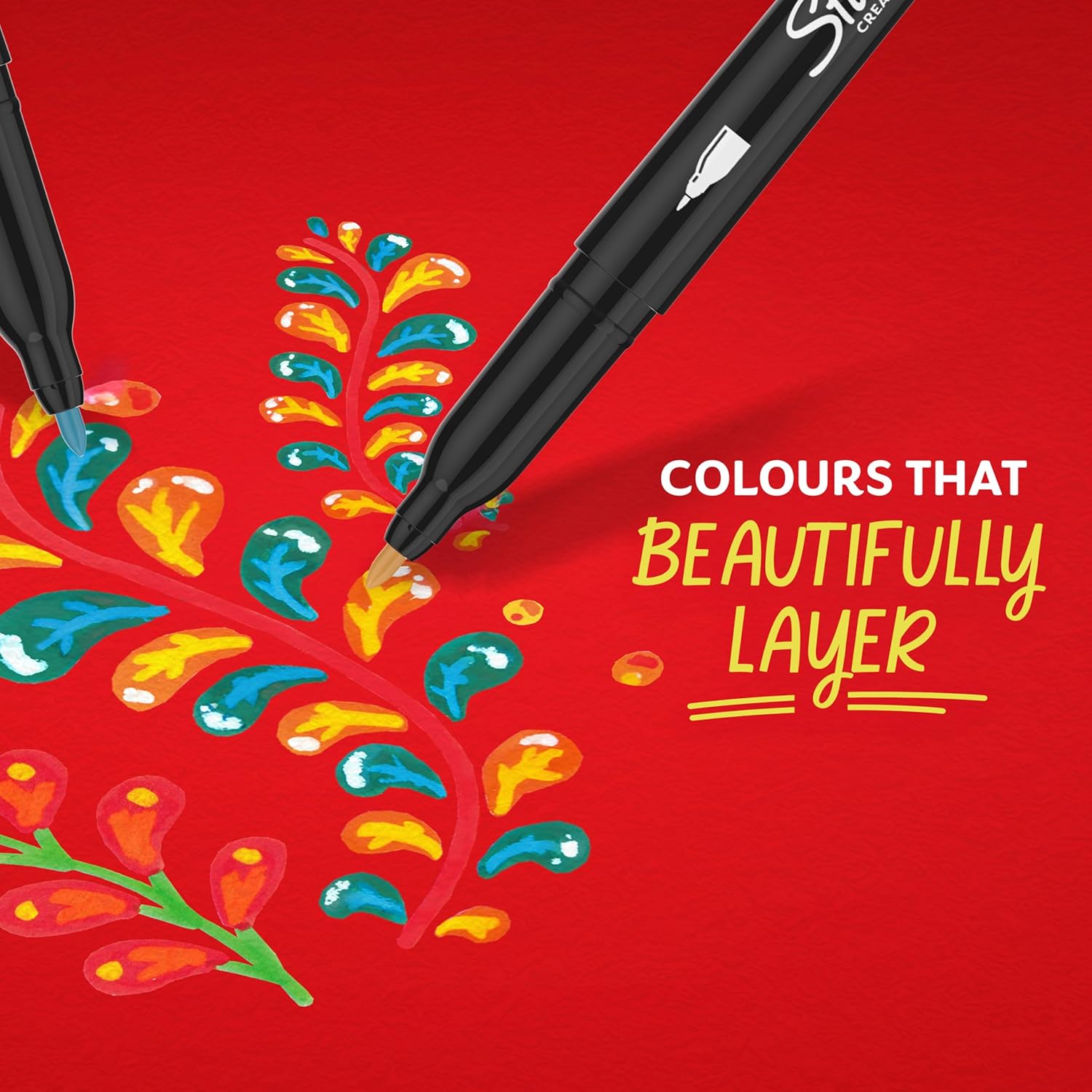 Thumbnail 6 de Sharpie Creative Marker Acrylic Paint Pens - 12 Assorted Fine-Tip Water-Based Paint Markers