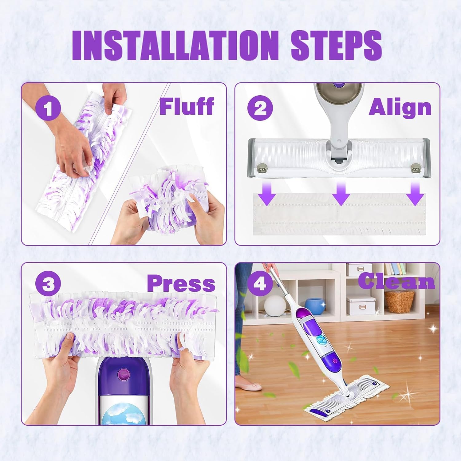Detalle de 30 Pack Disposable Power Mop Pads for Swiffer Power Mop – 5X Cleaning Power, 12+ Layers, 15.4 x 5.9 in