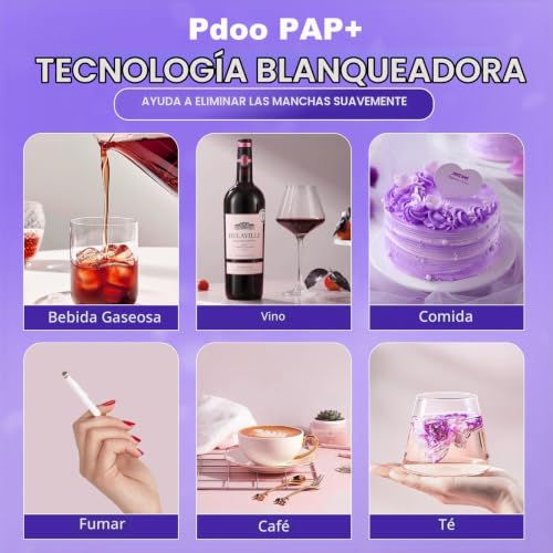 Detalle 2 de Pdoo tiras blanqueadoras dentales moradas, 28 tiras con tecnología correctora