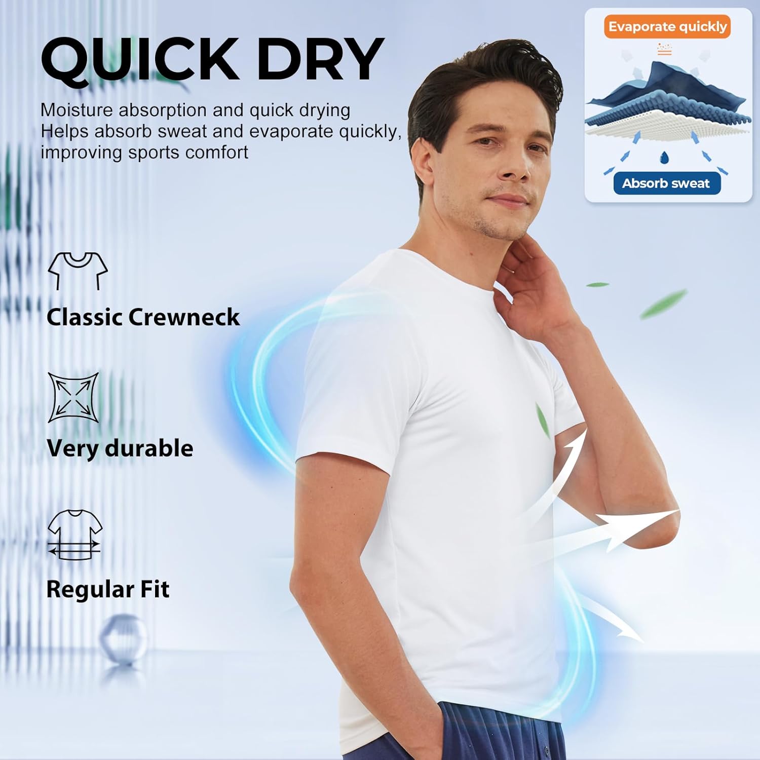 Thumbnail 2 de BAMBOO COOL Men's Moisture‑Wicking Undershirt 3-pack