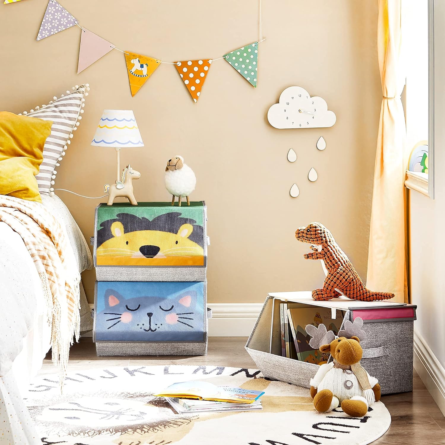 Thumbnail 1 de SONGMICS RFB760P01 – Lot de 3 boîtes de rangement pour enfant, empilables et pliables, avec couvercles magnétiques