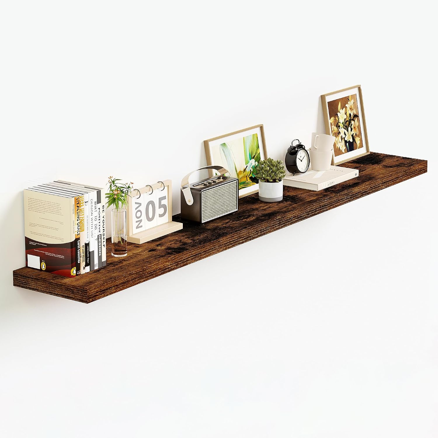 Detalle de Vivelove MDF23.5-48inch-1P-BR Floating Shelf, 48-Inch Rustic Brown Wall Shelf