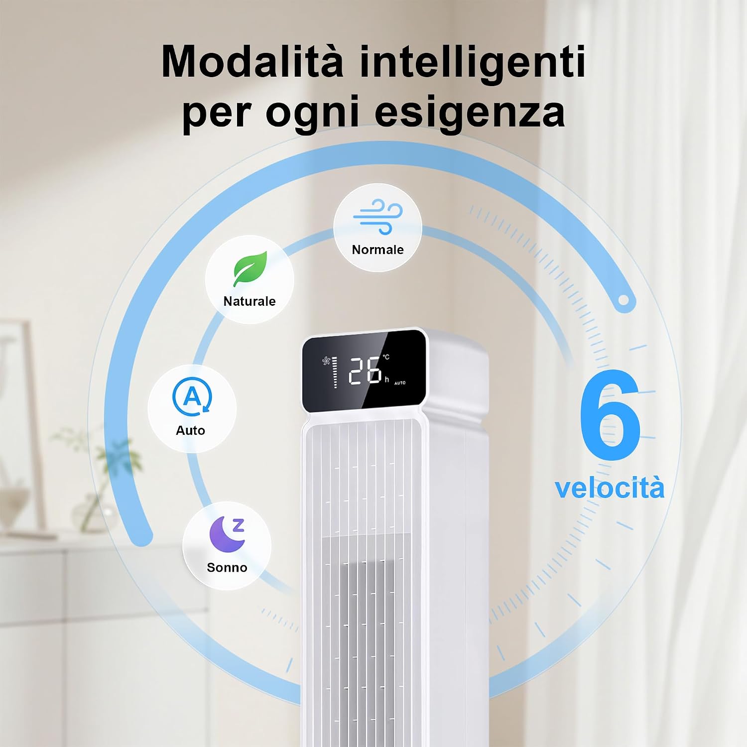 Detalle de Ezify Ventilatore a Torre Silenzioso con Telecomando: potenza, silenzio e comodità per casa e ufficio