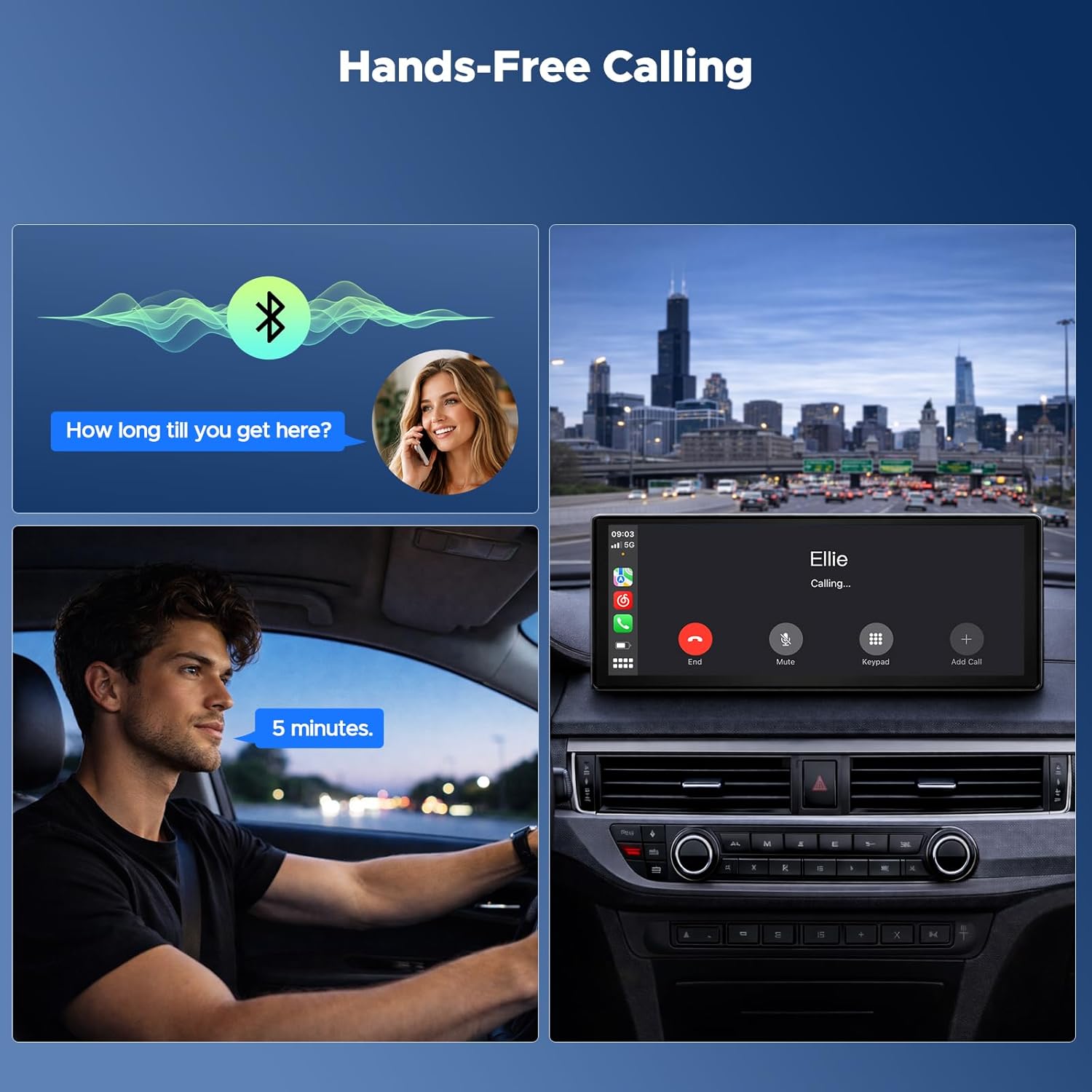 Thumbnail 3 de LAMTTO 9.26" Wireless CarPlay Screen: CarPlay, Android Auto, 1600x600 IPS Display