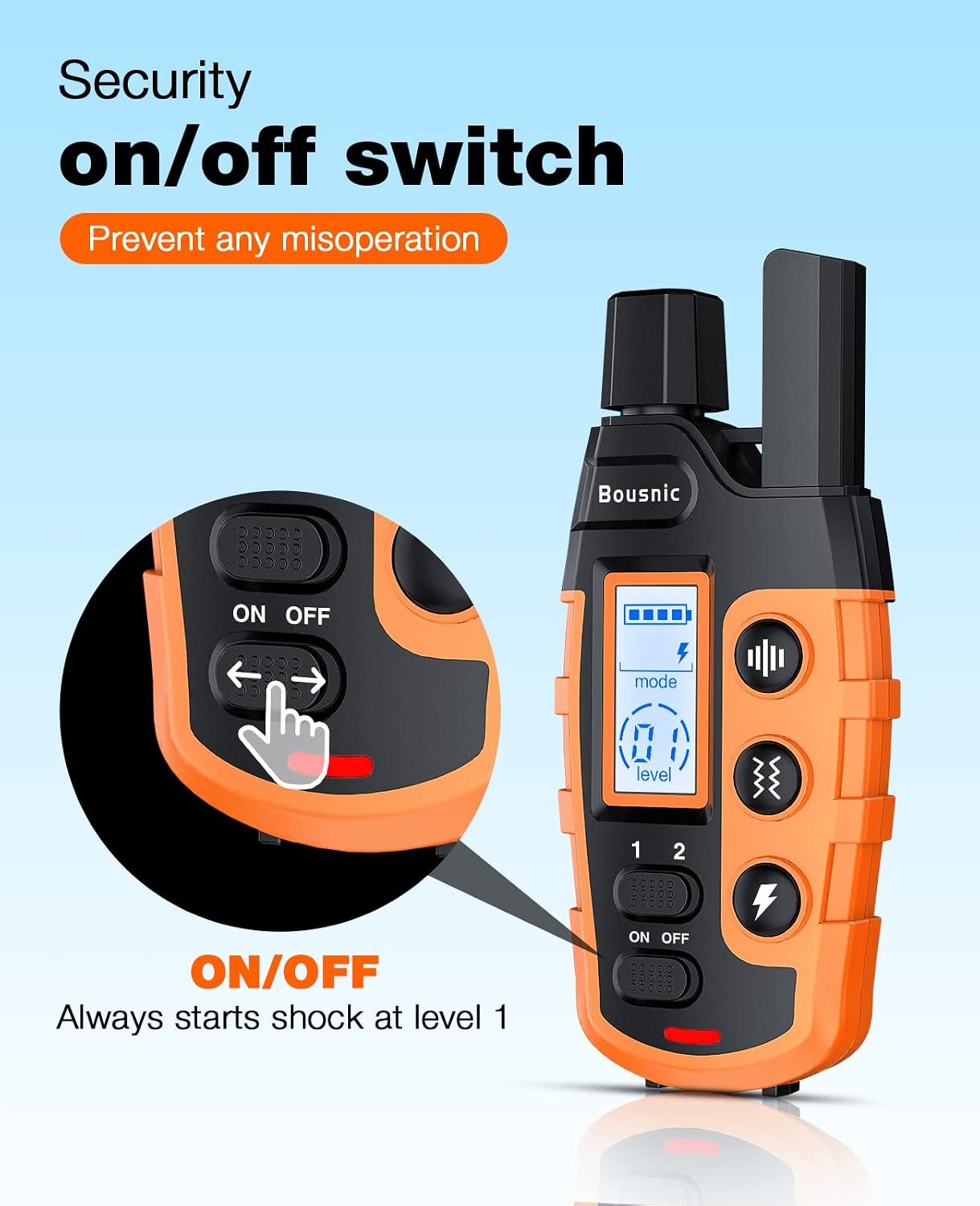 Thumbnail 6 de Bousnic Dog Shock Collar with Remote (5-120 lbs) — 3300Ft Range, Dual-Channel, IP67 Waterproof