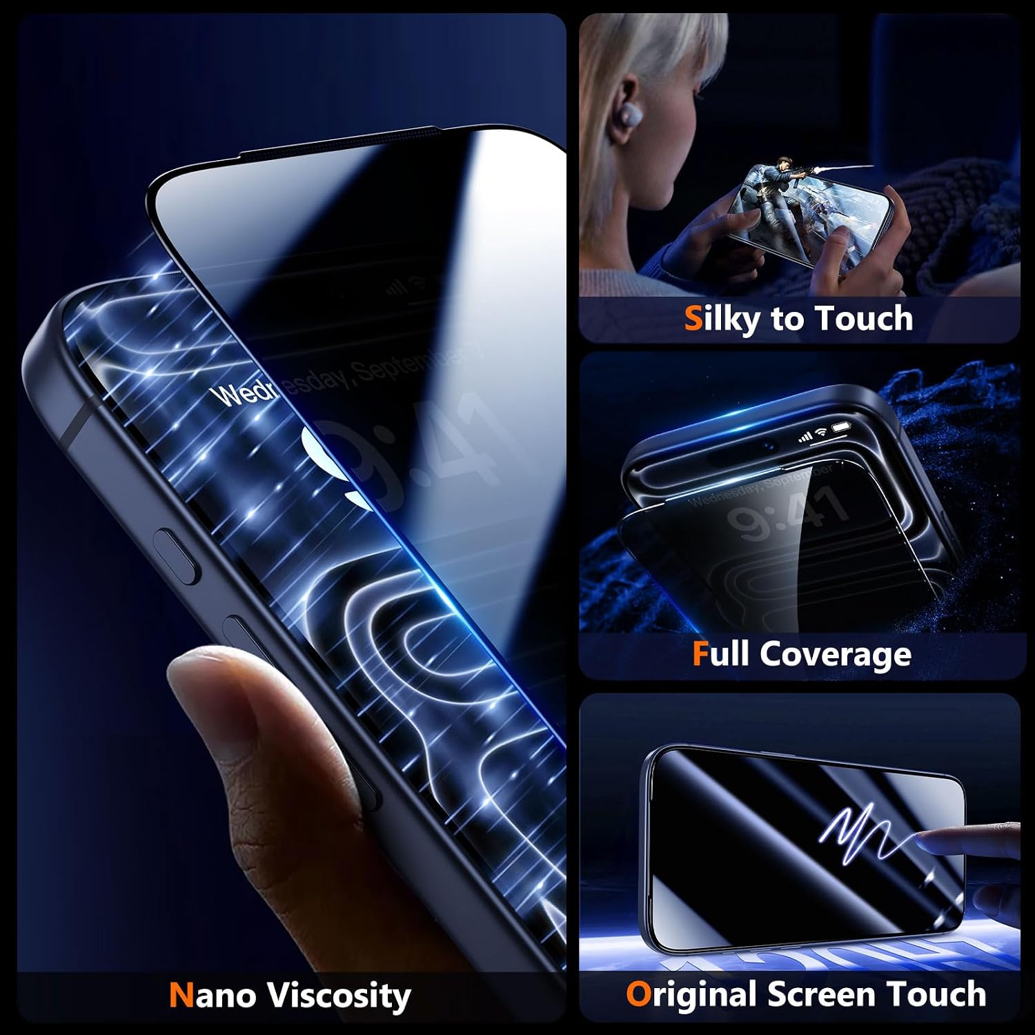 Thumbnail 6 de UniqueMe Privacy Screen Protector for iPhone 17 Pro (2-Pack) – 6.3 inch, Full Coverage, Anti Spy