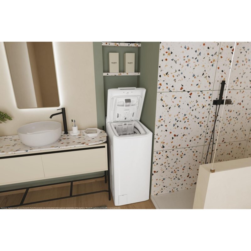 Detalle de Candy TCA263D3-S: Lavadora de carga superior de 6 kg con WiFi y Quick&Clean