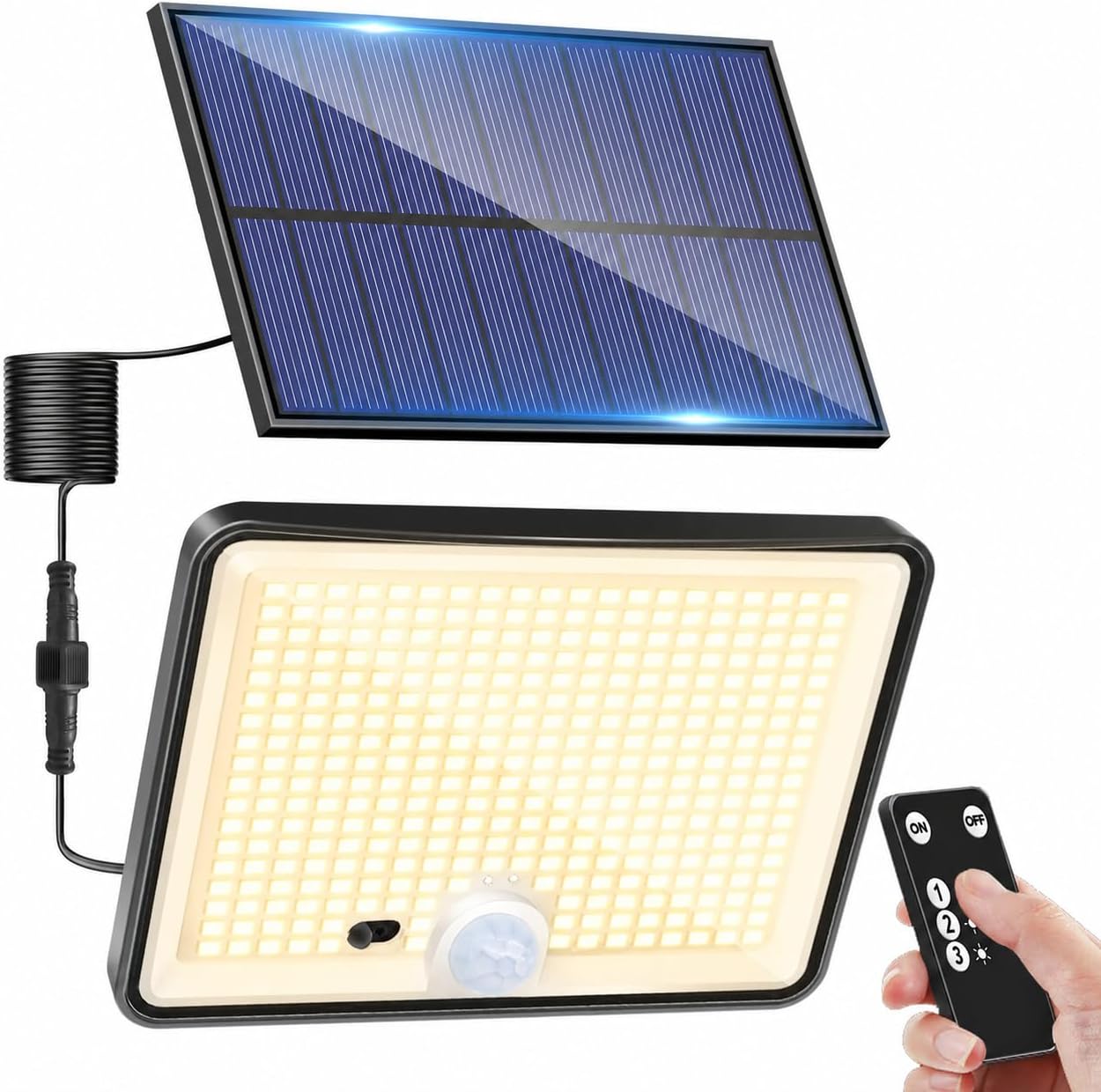 Detalle de LOTMOS 342LED Solar Lights Outdoor with Remote, 3-Mode Motion Sensor Security Flood Light
