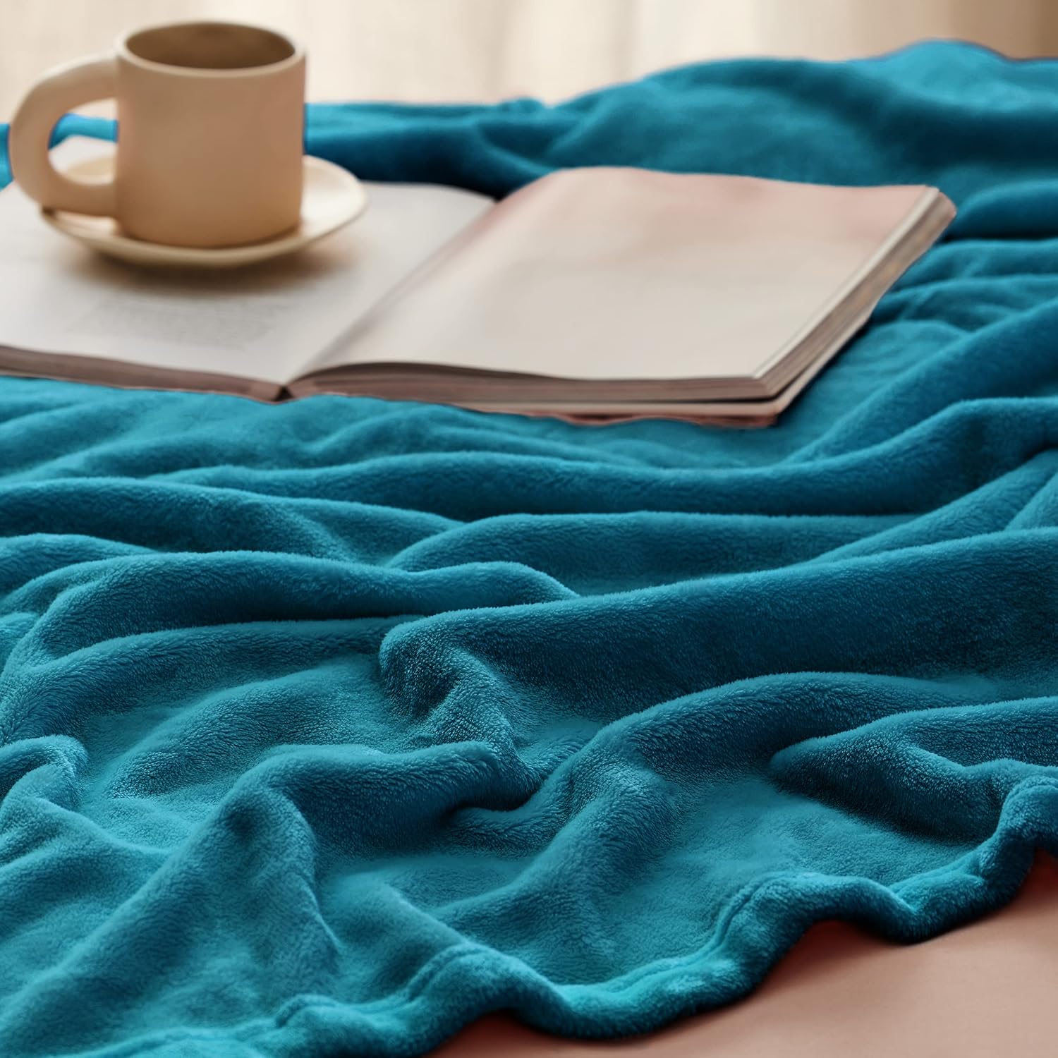 Thumbnail 4 de Bedsure Fleece Blanket King Size – Soft Cosy Fluffy Throw Blanket, Teal 270x230 cm