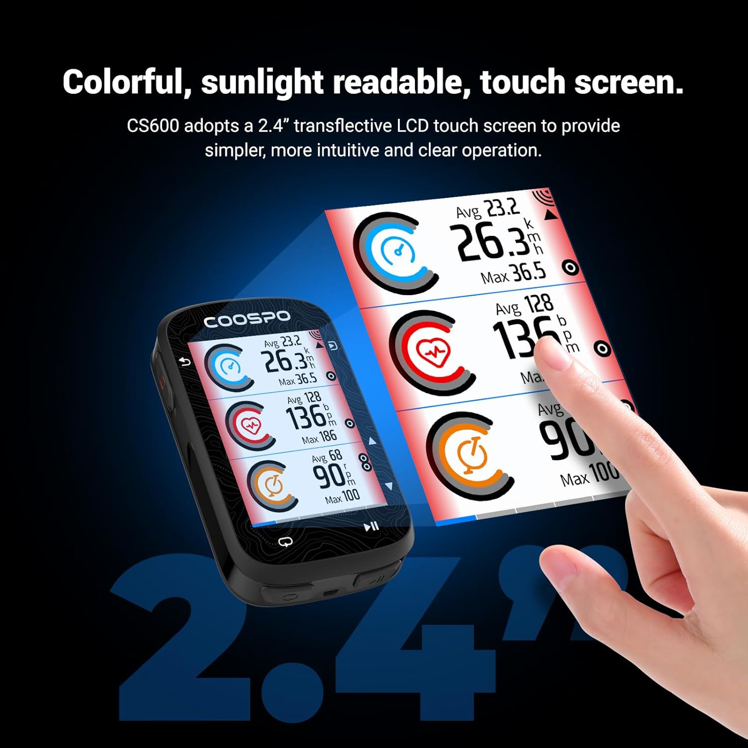 Thumbnail 1 de COOSPO CS600 GPS bike computer 2.4-inch