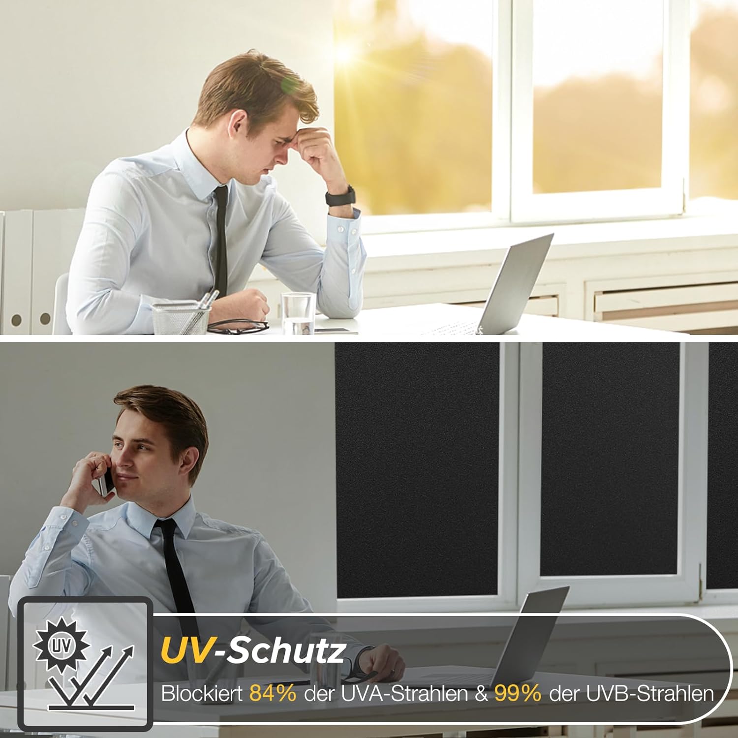 Thumbnail 4 de rabbitgoo Schwarze Fensterfolie Verdunklungsfolie mit Gitterdesign, 44,5 x 200 cm