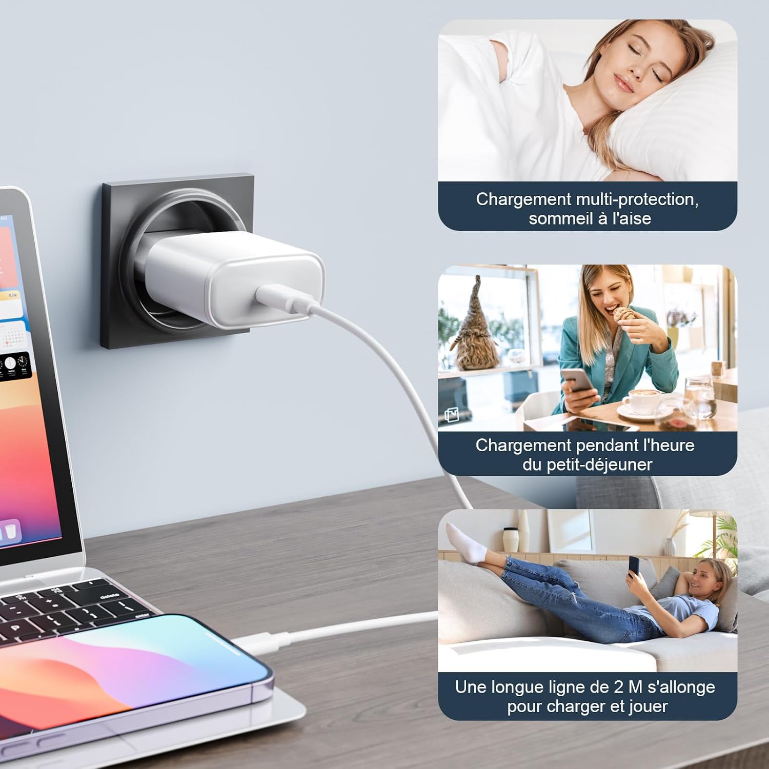 Detalle de 25W USB-C Ladegerät-Set (2er Pack) mit 2-m-Schnellladekabeln für iPhone & iPad