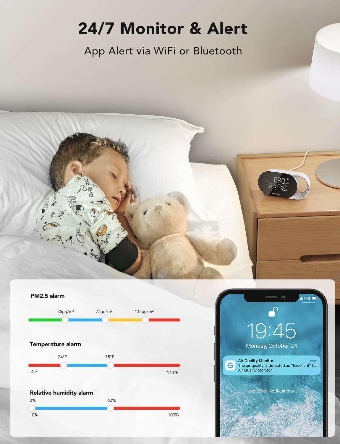 Detalle 2 de GoveeLife H5106 Smart Air Quality Monitor with PM2.5, Temperature & Humidity