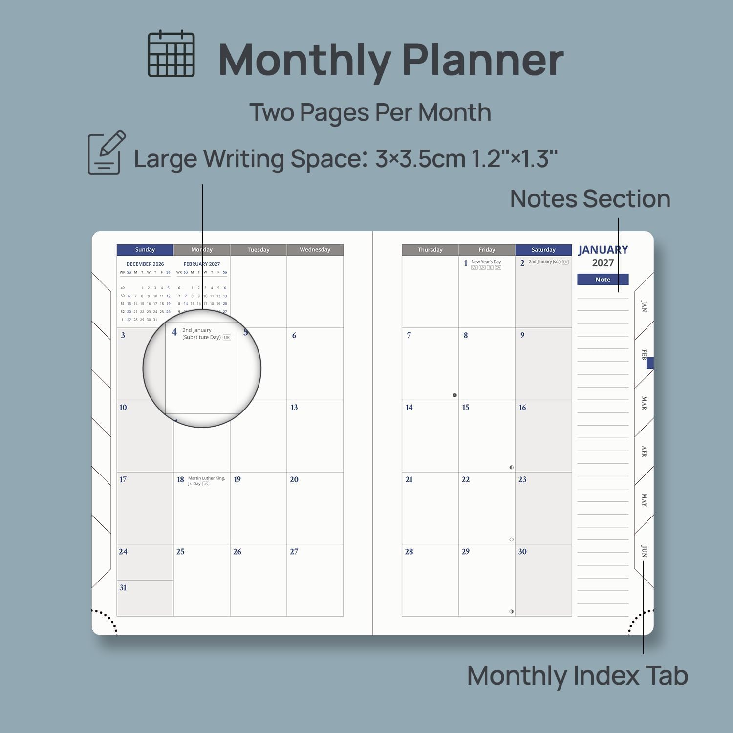Thumbnail 3 de POPRUN Daily Planner 2027, 5.75" × 8.5", Hourly Schedule, Brown Faux Leather