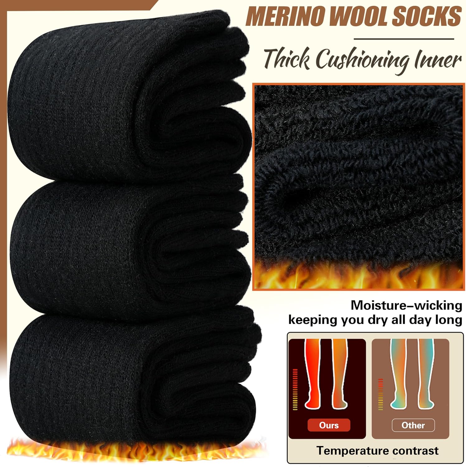 Detalle 2 de EBMORE Merino Wool Thermal Socks 5 Pairs
