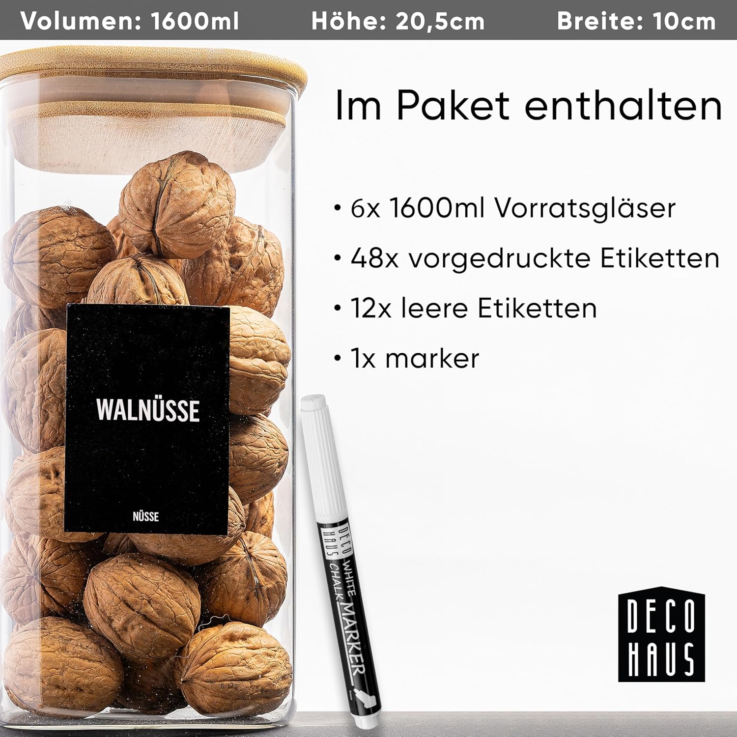 Thumbnail 5 de Deco haus Vorratsgläser mit Deckel 6er Set